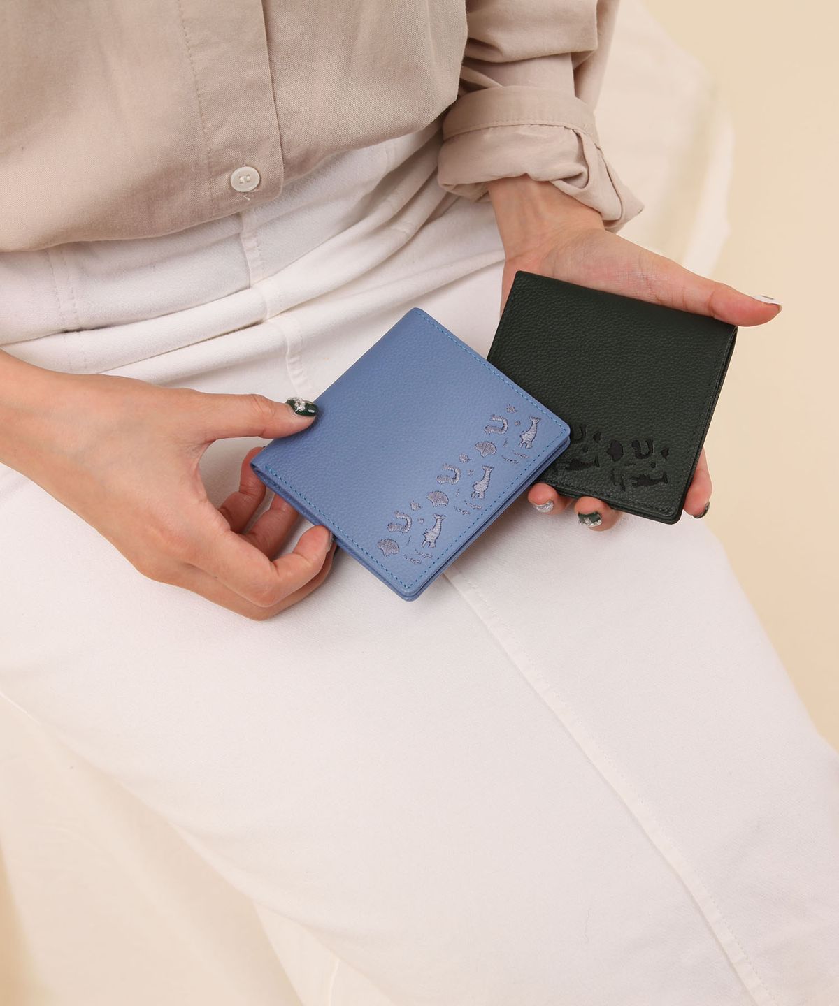 에이드런(A'DREN) [할머니상어 아기코끼리] wallet  half _ ocean blue