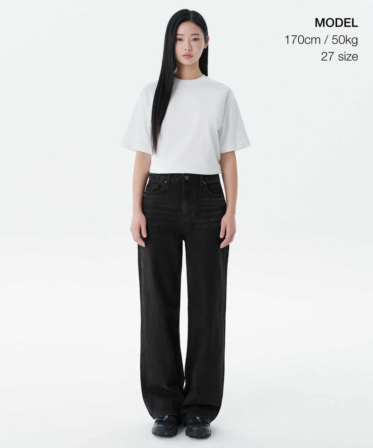 무신사 스탠다드 우먼(MUSINSA STANDARD WOMAN) 우먼즈 와이드 데님 팬츠 [워시드 블랙]