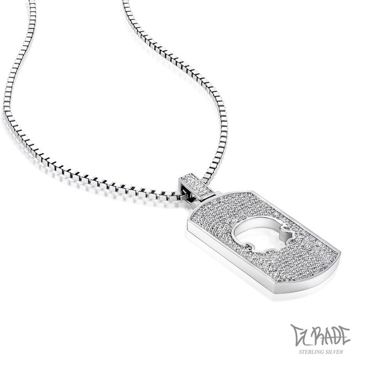 지레이드(G_RADE) Gem Rectangle Opening Logo Necklace