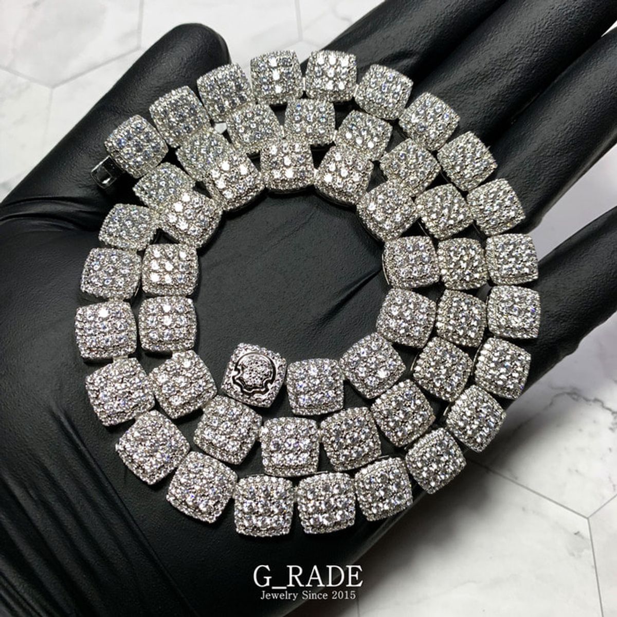 지레이드(G_RADE) Slim Square Tennis Chain Necklace
