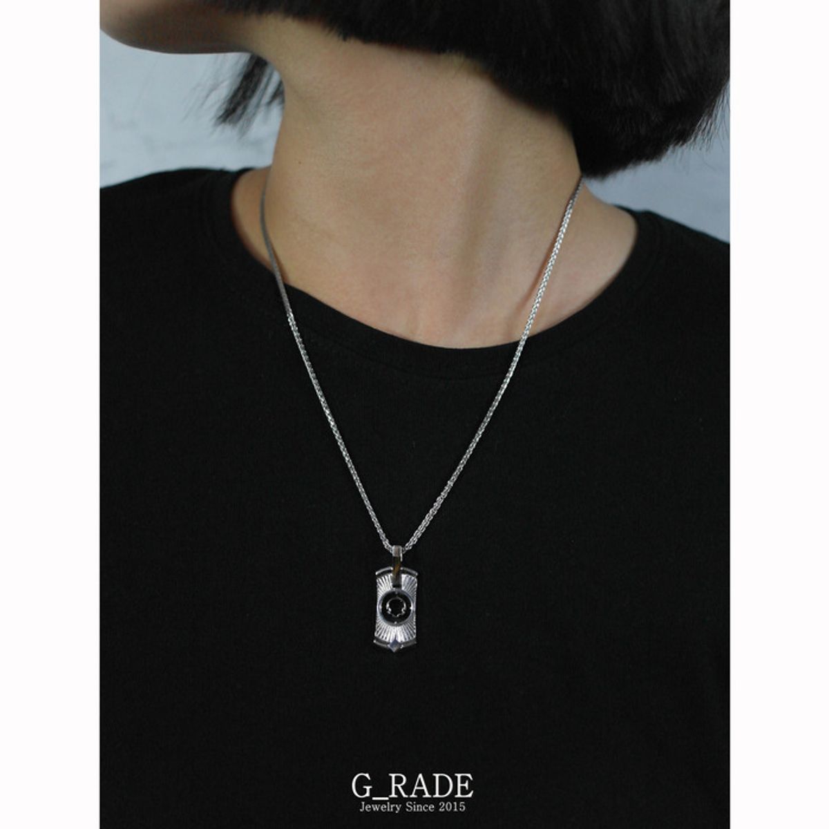 지레이드(G_RADE) Rectangular Pattern Necklace