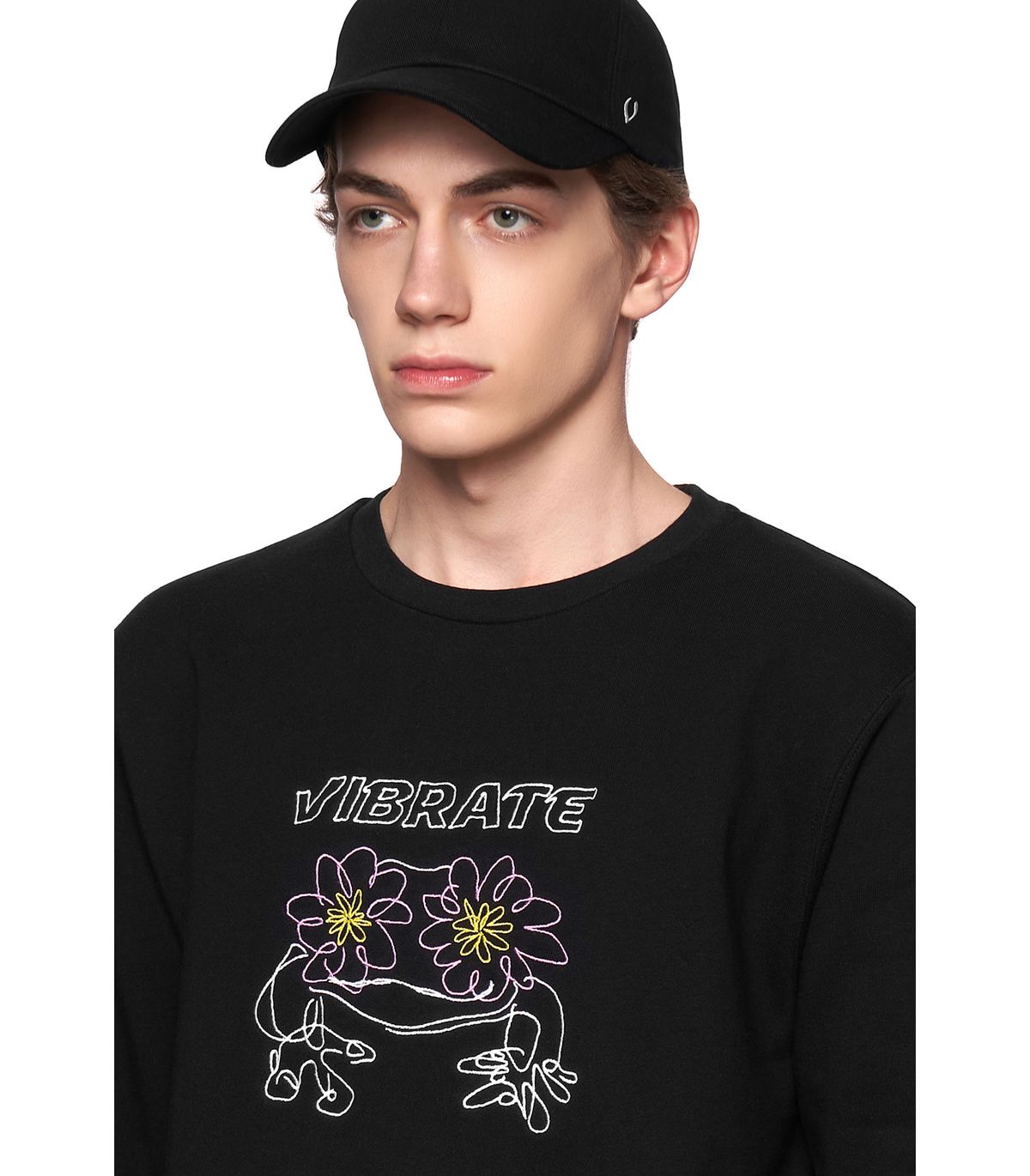 바이브레이트(VIBRATE) POP-EYES FROG LOGO SWEATSHIRTS (BLACK)