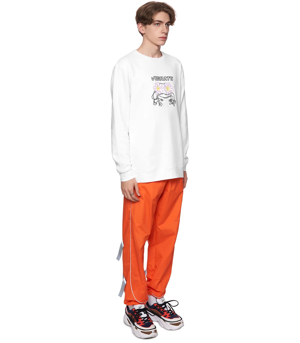 바이브레이트(VIBRATE) POP-EYES FROG LOGO SWEATSHIRTS (WHITE)