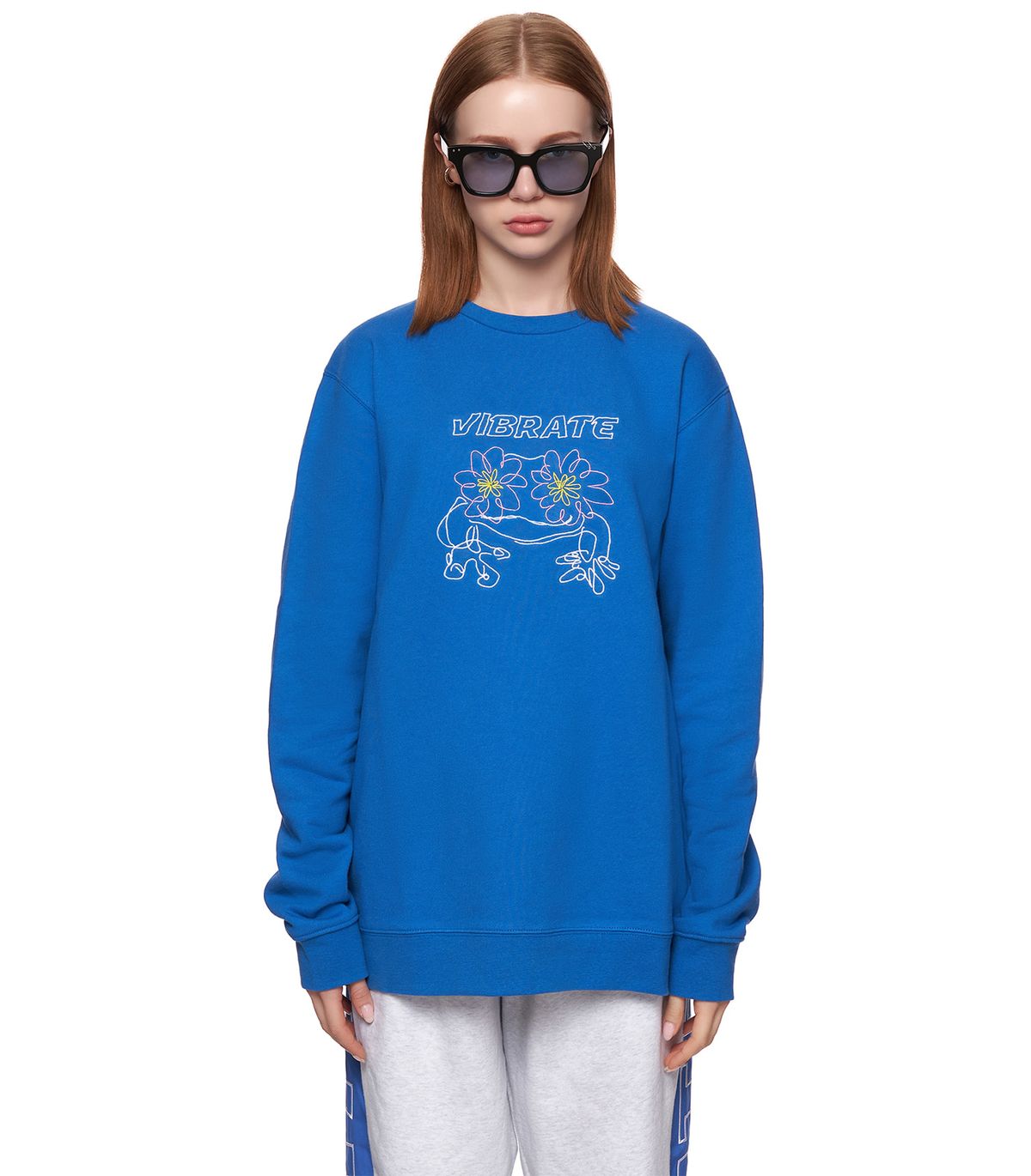 바이브레이트(VIBRATE) POP-EYES FROG LOGO SWEATSHIRTS (CLASSIC BLUE)
