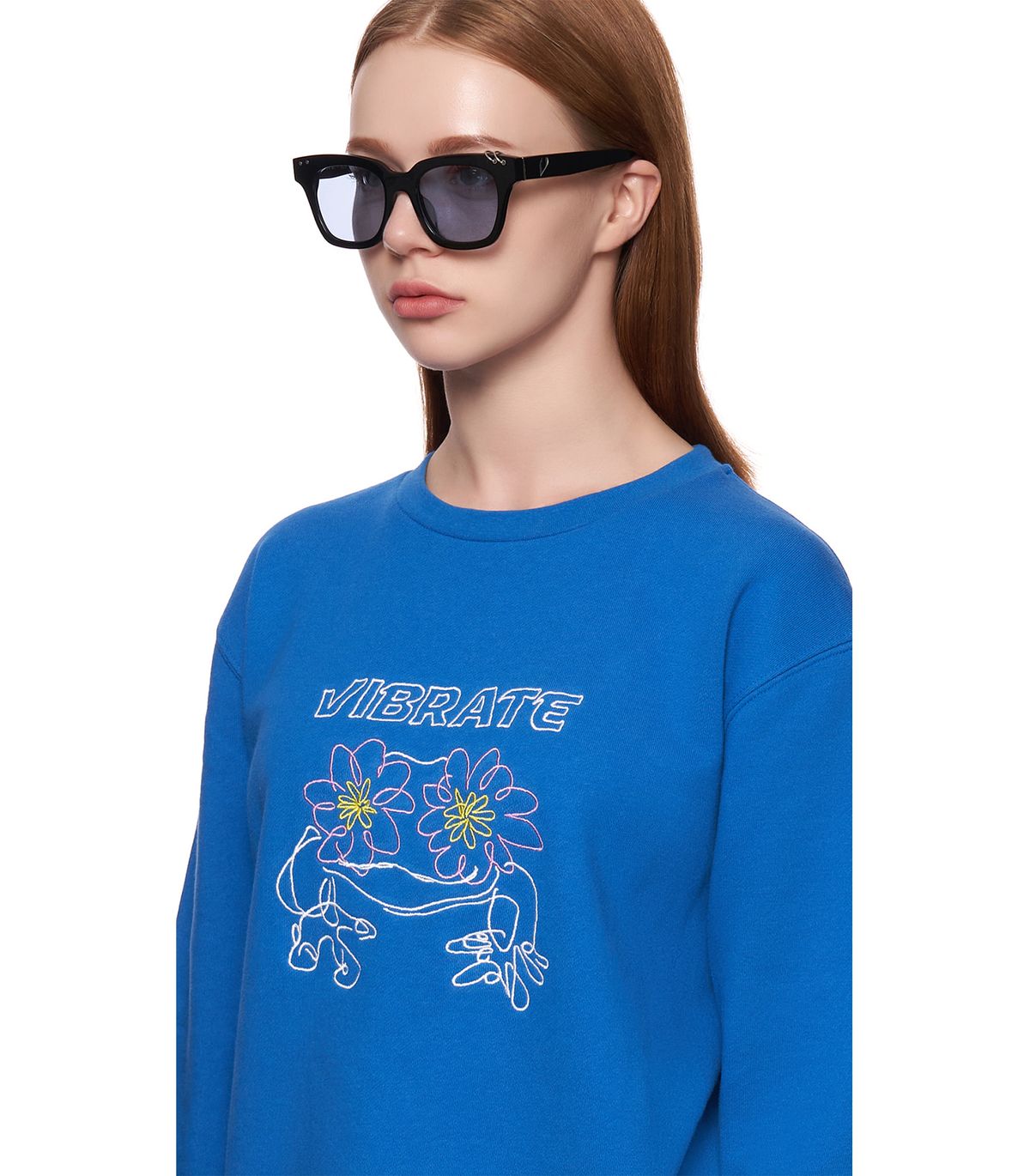 바이브레이트(VIBRATE) POP-EYES FROG LOGO SWEATSHIRTS (CLASSIC BLUE)