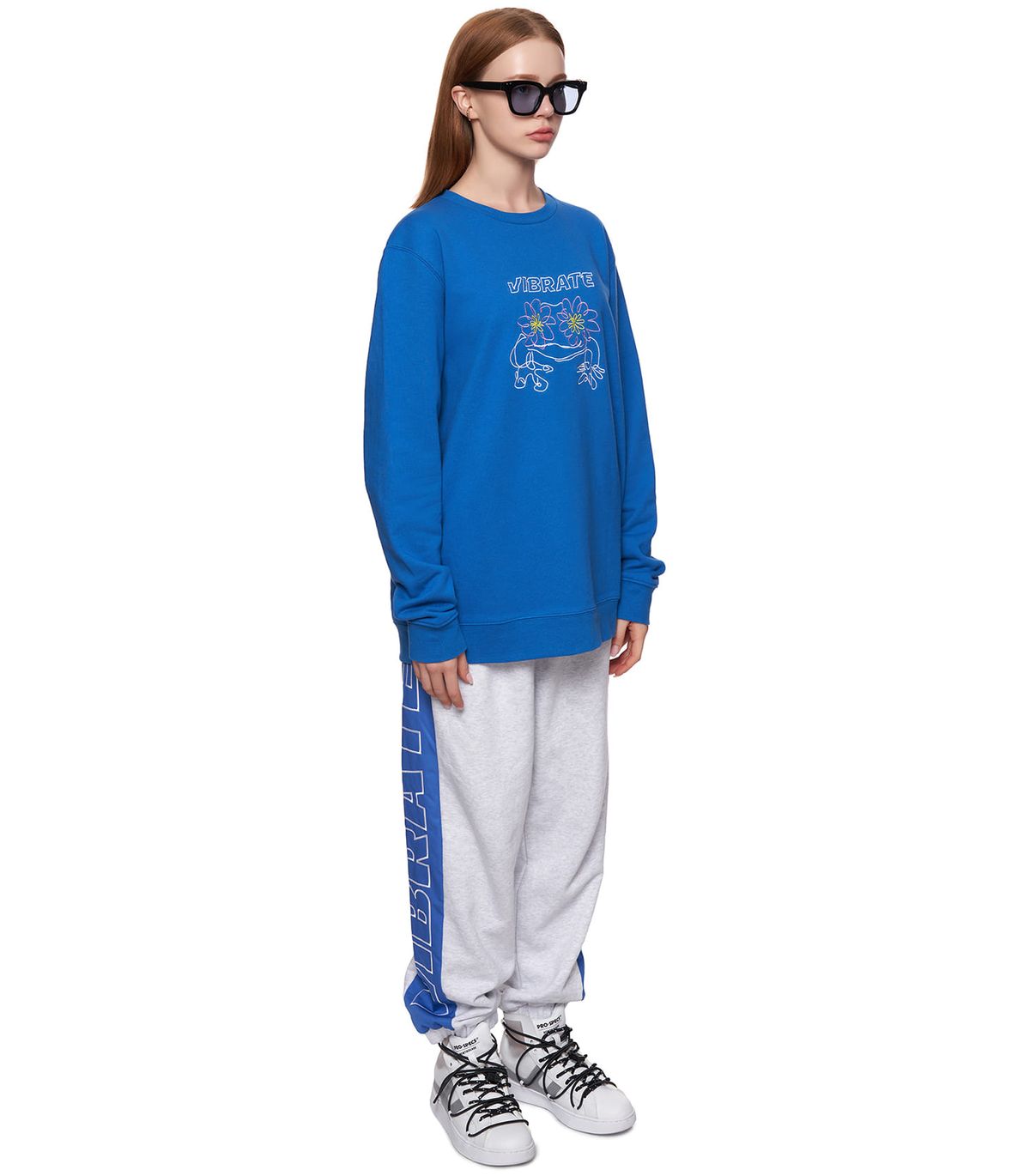바이브레이트(VIBRATE) POP-EYES FROG LOGO SWEATSHIRTS (CLASSIC BLUE)