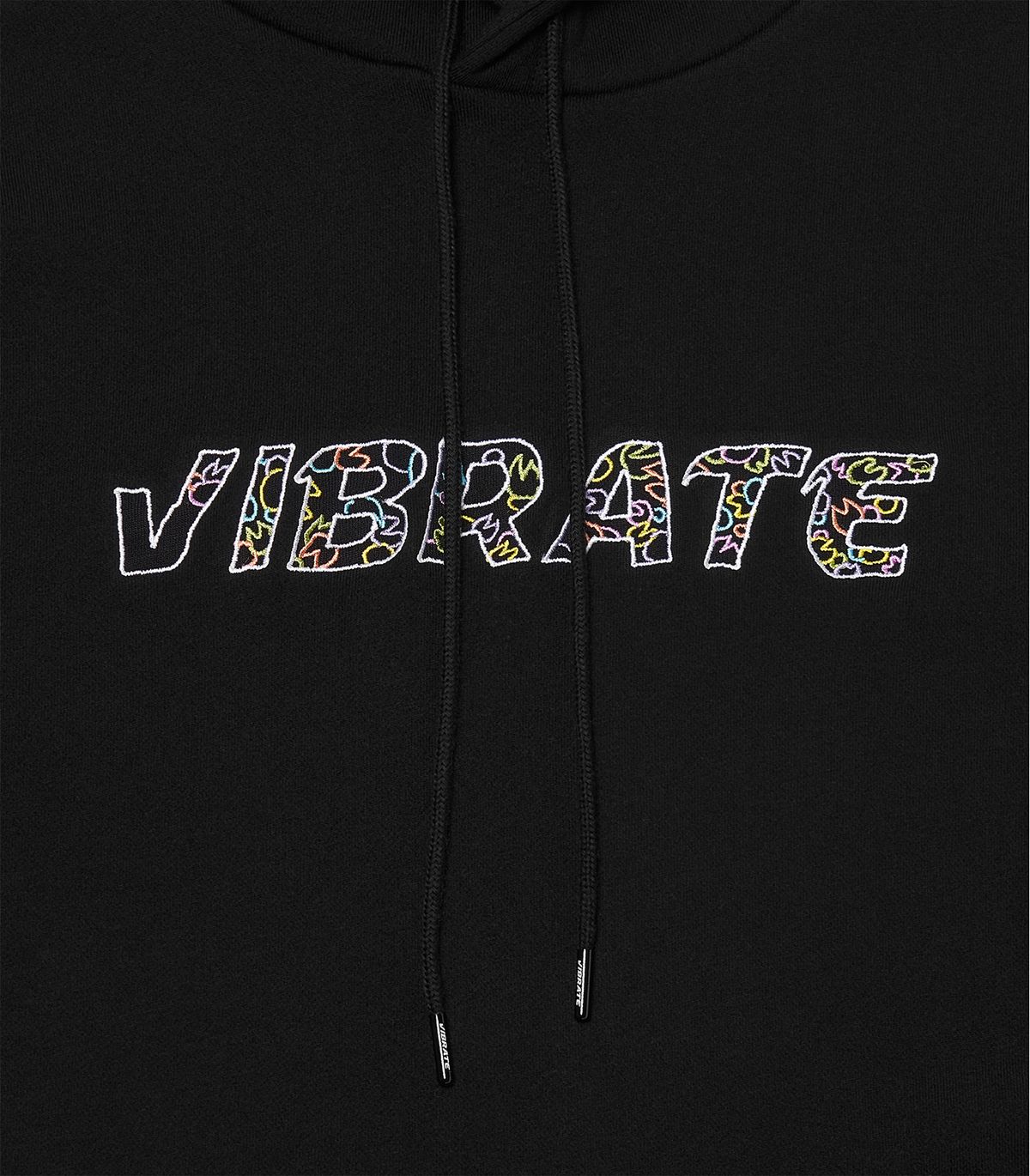 바이브레이트(VIBRATE) RAINBOW LOTUS LOGO HOODIE (BLACK)