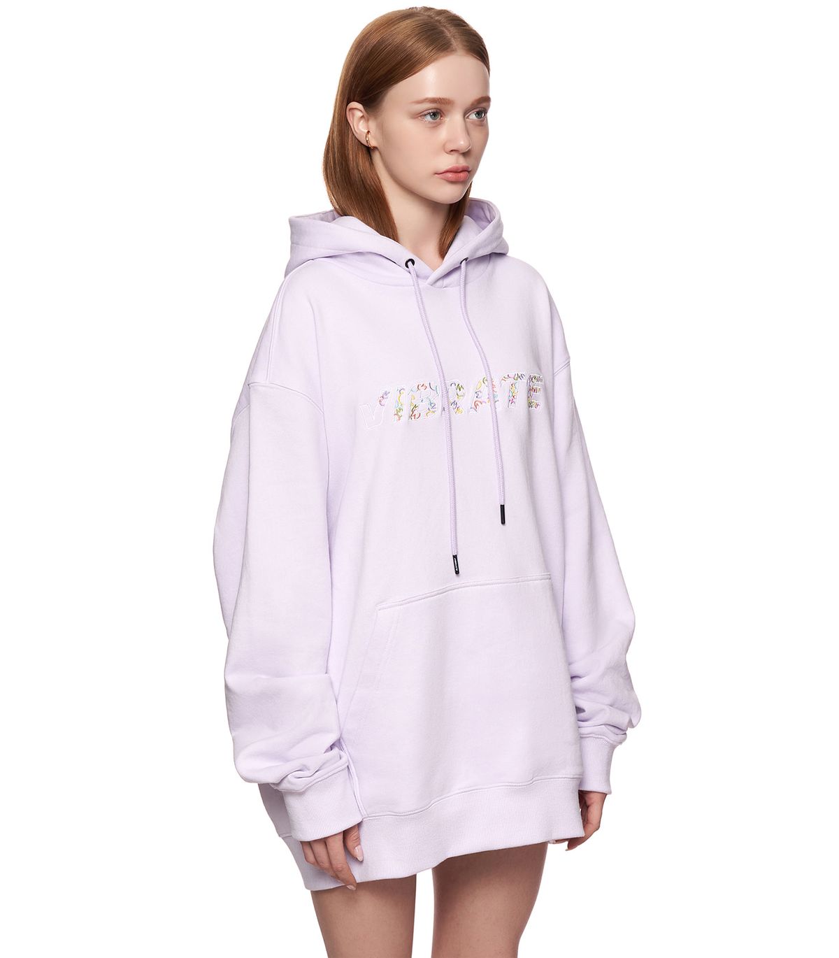 바이브레이트(VIBRATE) RAINBOW LOTUS LOGO HOODIE (LAVENDER PURPLE)