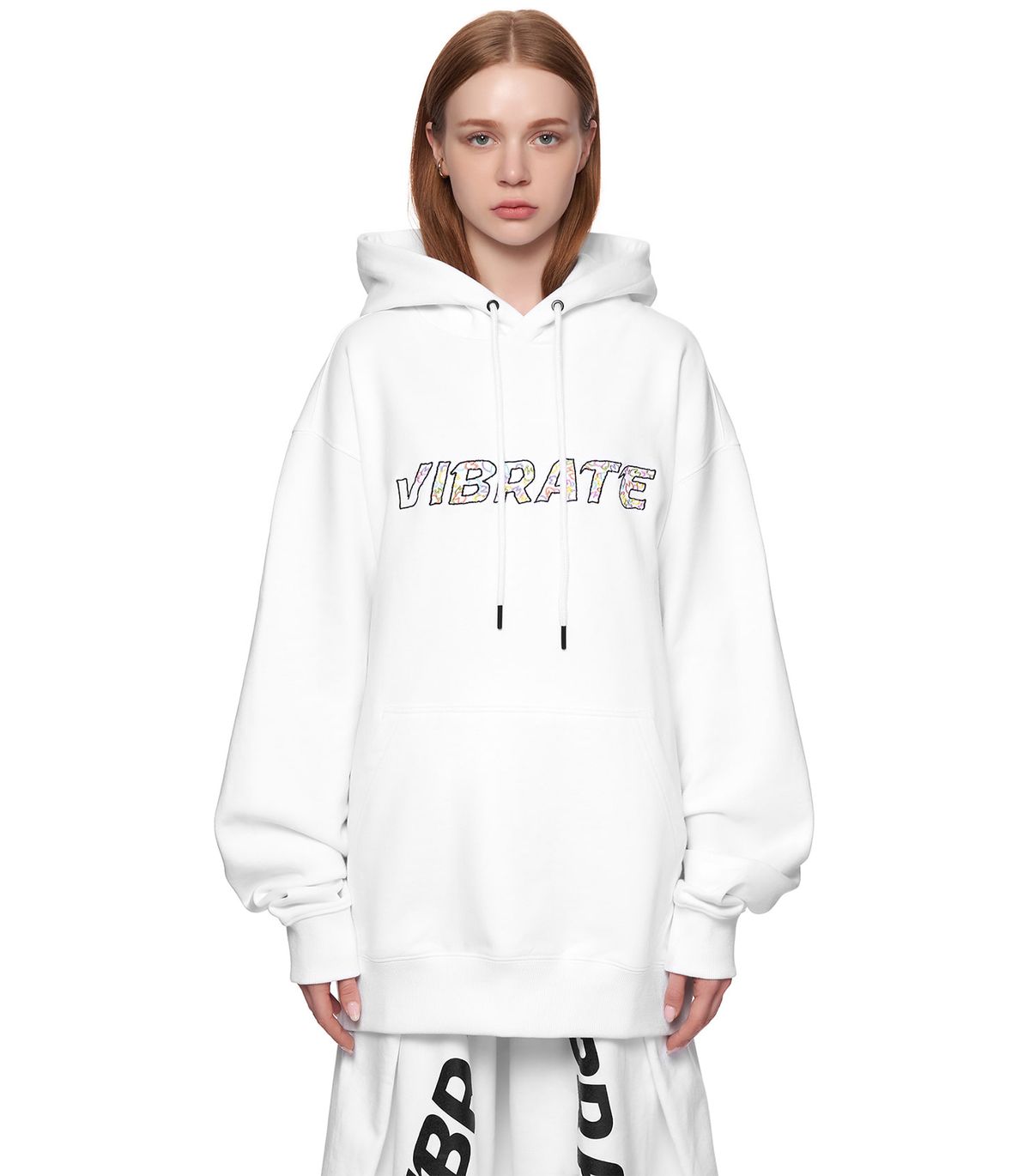 바이브레이트(VIBRATE) RAINBOW LOTUS LOGO HOODIE (WHITE)