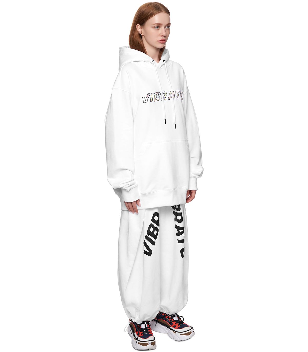바이브레이트(VIBRATE) RAINBOW LOTUS LOGO HOODIE (WHITE)