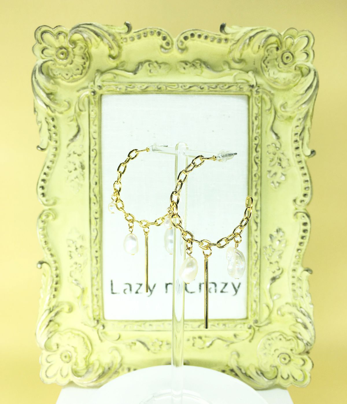 레이지앤크레이지(LAZY N CRAZY) 골드 담수진주 빈티지 후프 링 귀걸이