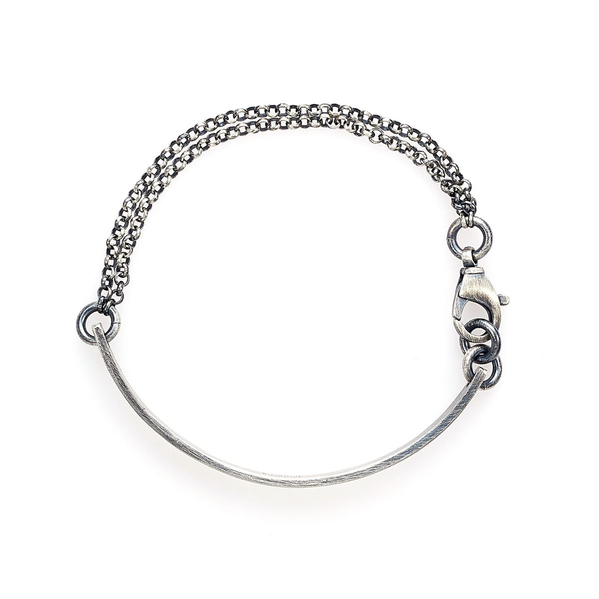 하우데어(HOWTHERE) 실버뱅글 Vintage simple wide silver bangle with chain