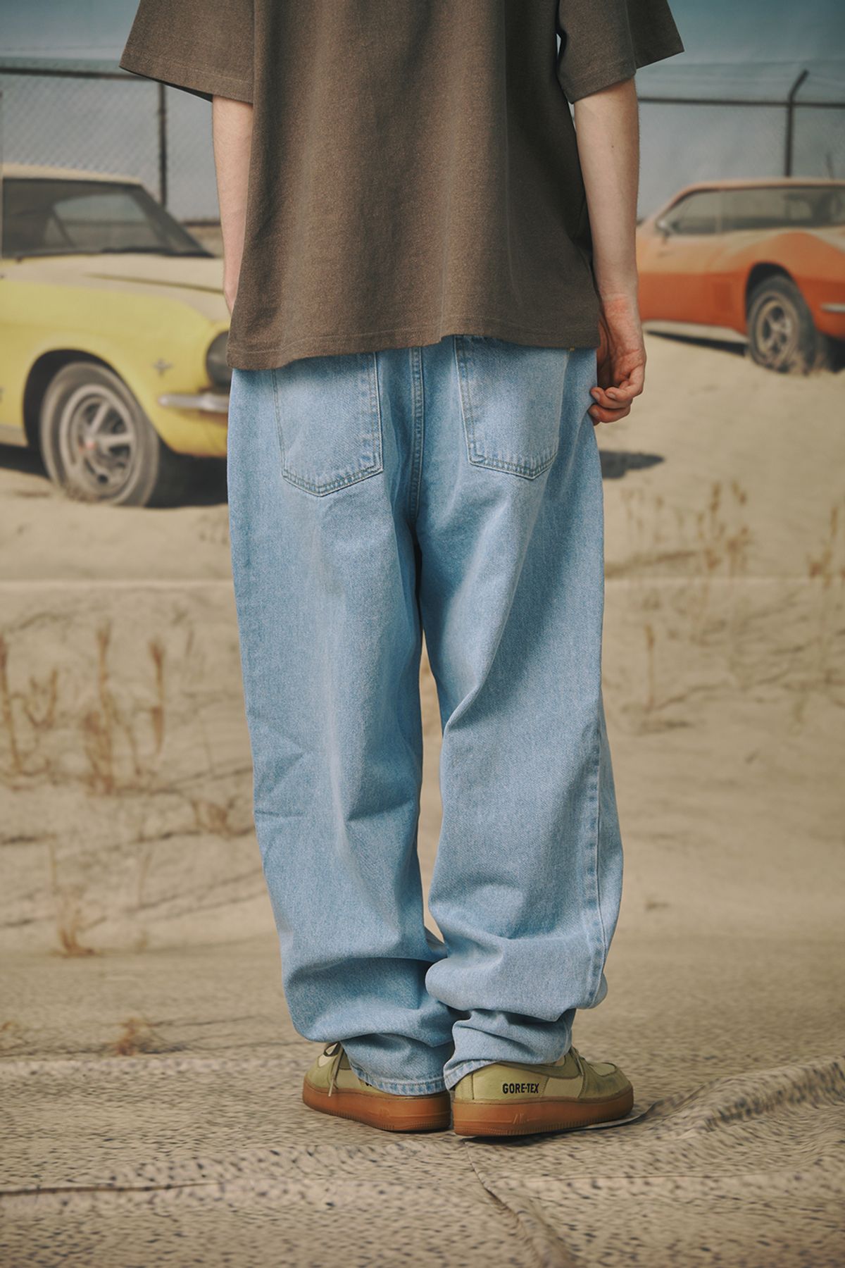비에스래빗(BSRABBIT) 미드90 배기 데님 팬츠 라이트블루
