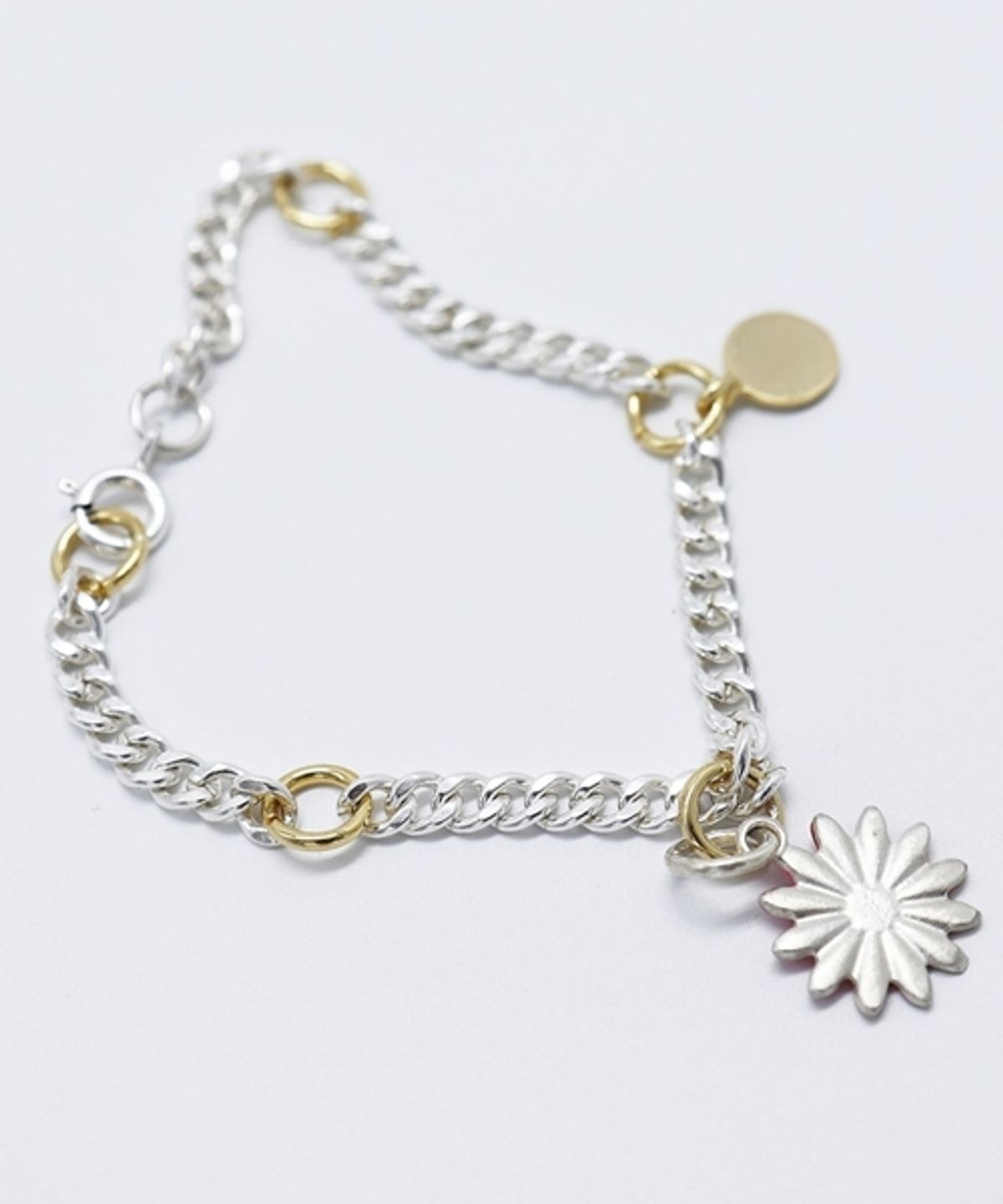 봉보(BONBEAU) Double color chain point charm Bracelet 스마일 데이지 볼드 체인팔찌 (발찌)