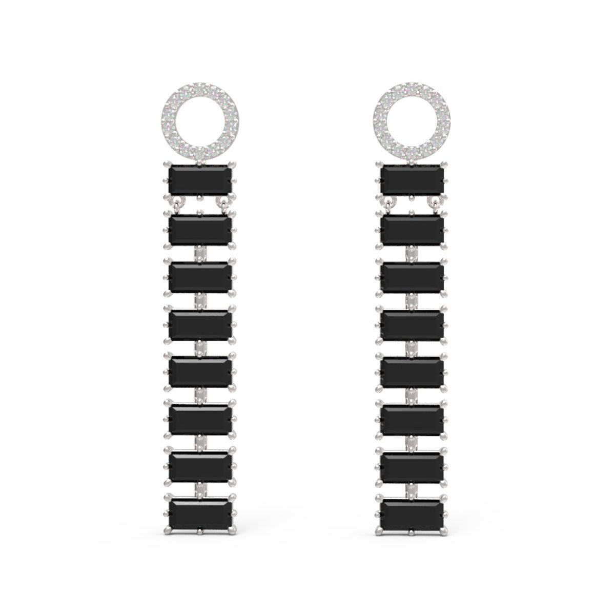 커스티지(CUSTAGE) 꺄레 바게트 블랙 드롭 귀걸이