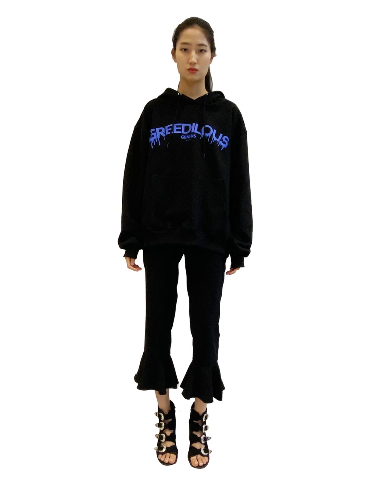 그리디어스(GREEDILOUS) 지니어스 블랙 후드 티셔츠