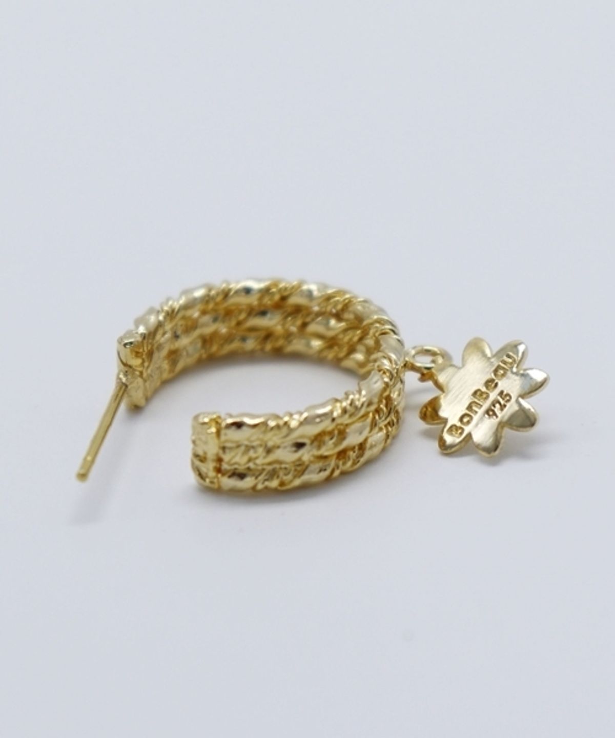 봉보(BONBEAU) Flower smile hoop Earrings 꽃 스마일 꼬임 귀걸이