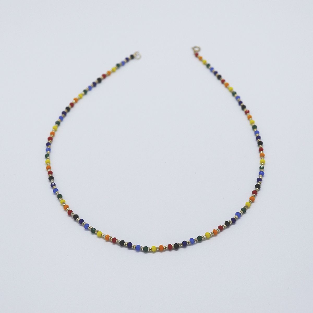 봉보(BONBEAU) Crystal rainbow beads Necklace 레인보우 비즈 초커 목걸이