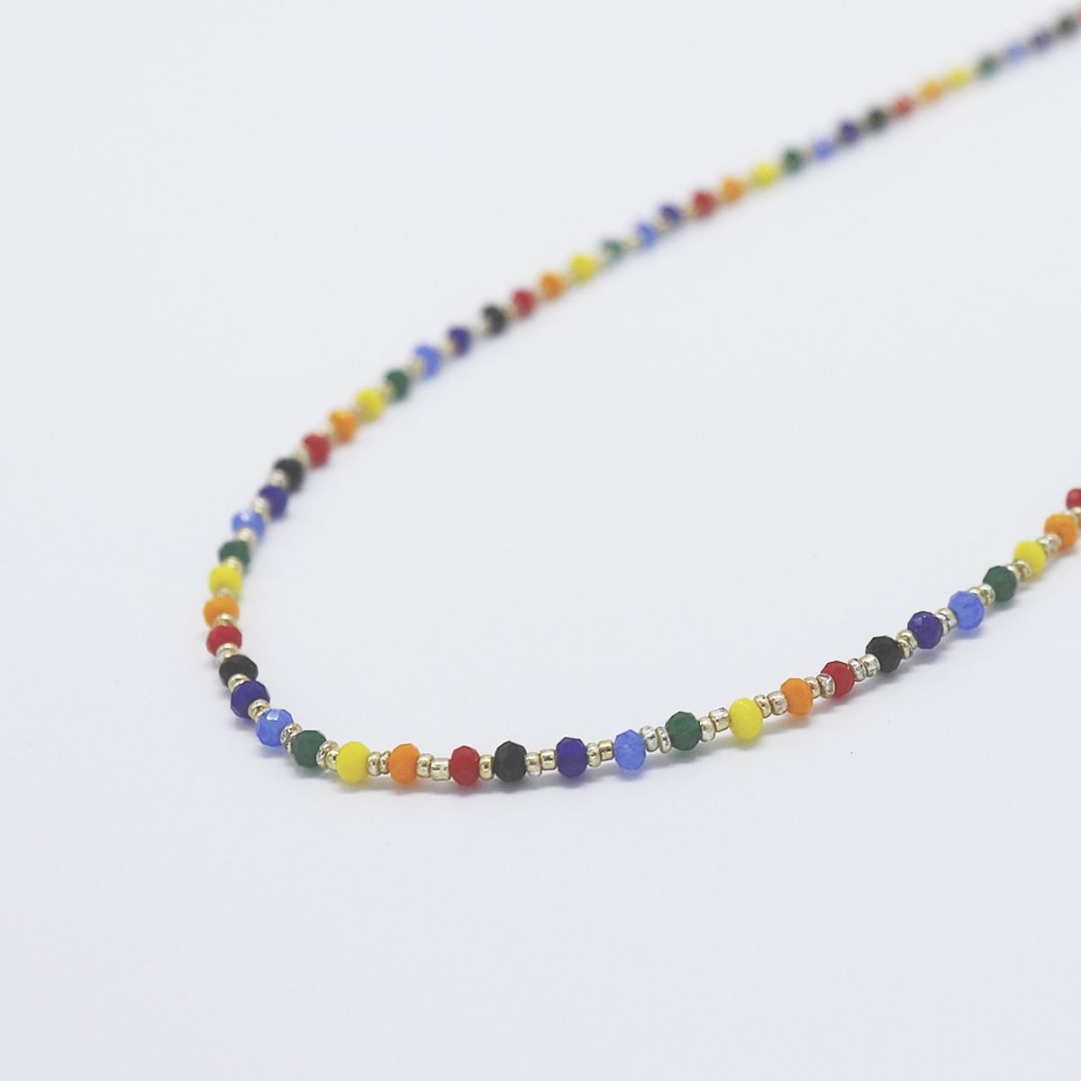 봉보(BONBEAU) Crystal rainbow beads Necklace 레인보우 비즈 초커 목걸이