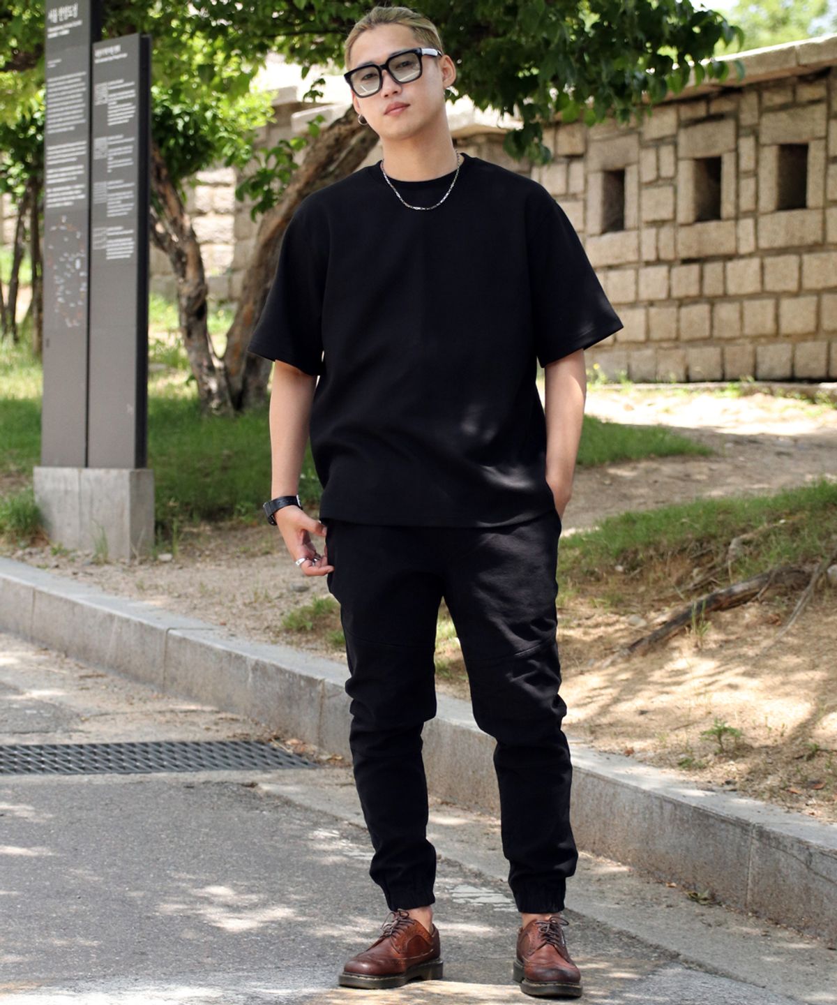 세인트크루(SAINTCREW) 세미슬림핏 절개 조거팬츠 CS-301J 블랙