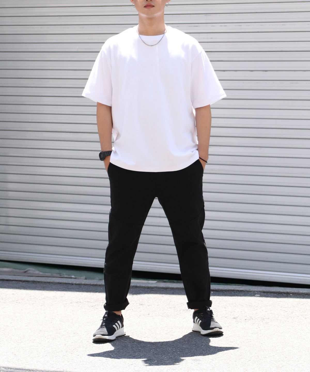 세인트크루(SAINTCREW) 세미슬림핏 절개 슬랙스팬츠 CS-301 블랙