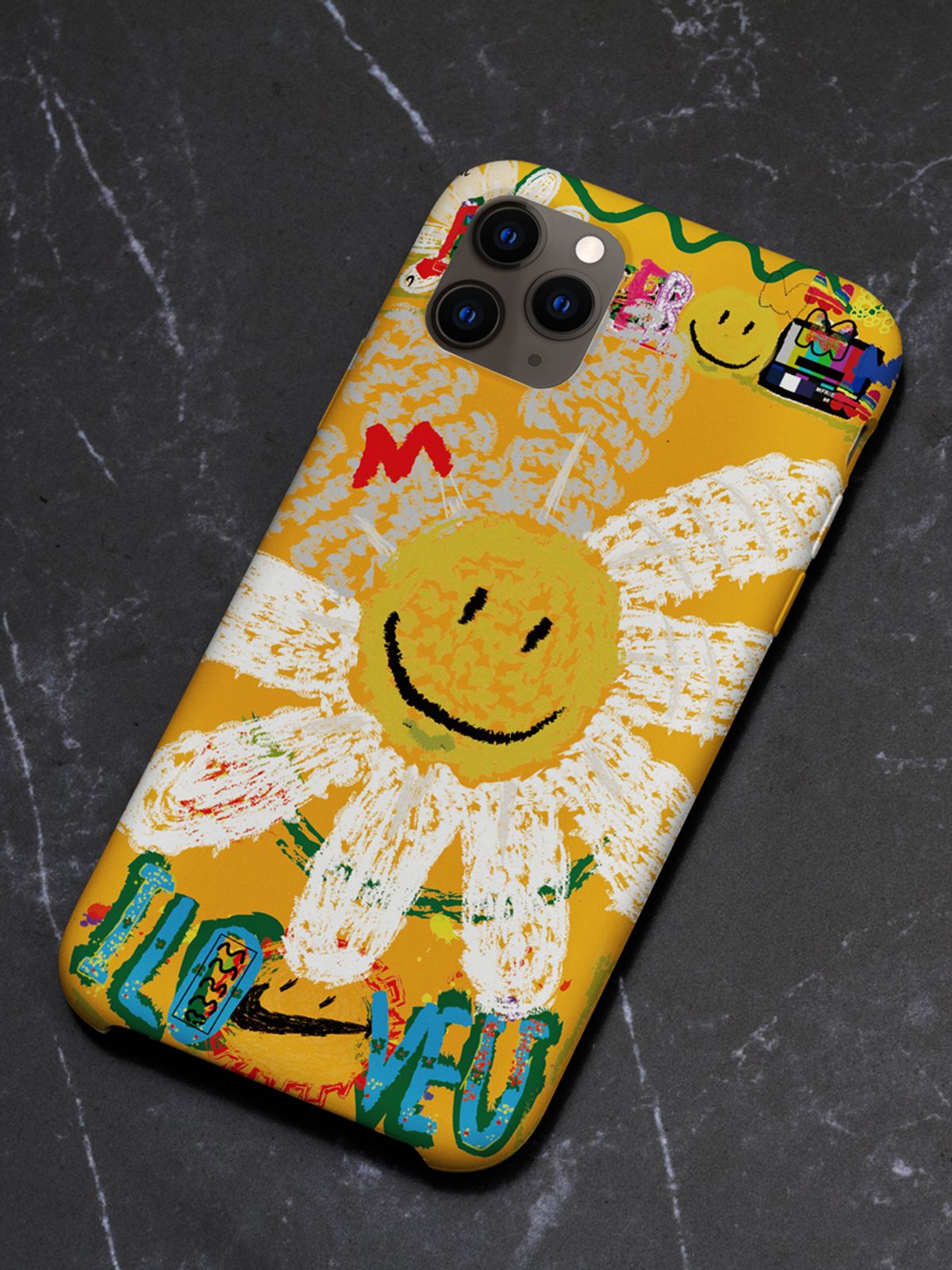 엠프렌즈(MFRIENDS) 아이폰·갤럭시 공용 포에버 스마일 데이지 그래픽 케이스 375  러프 플라워 스트리트 아트 디자인  엠프렌즈