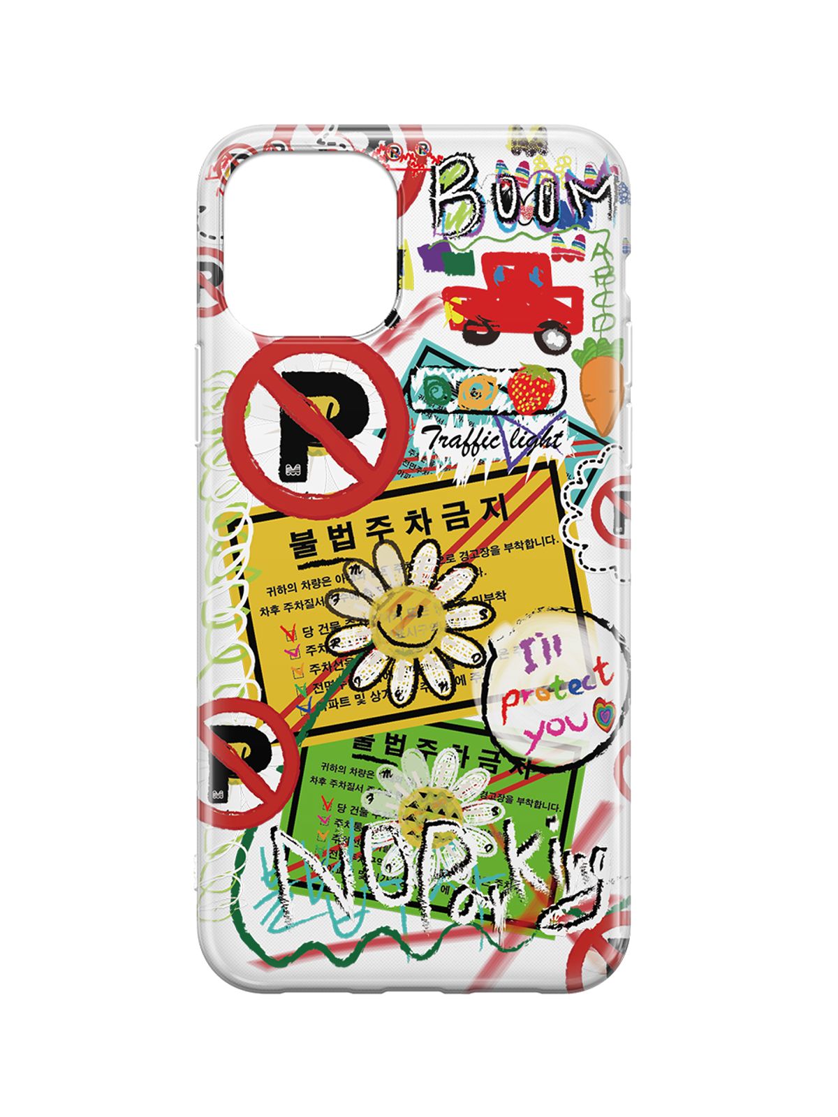 엠프렌즈(MFRIENDS) 아이폰·갤럭시 공용 노 파킹 그래픽 케이스 359  스트리트 워닝 사인 콜라주 디자인  엠프렌즈
