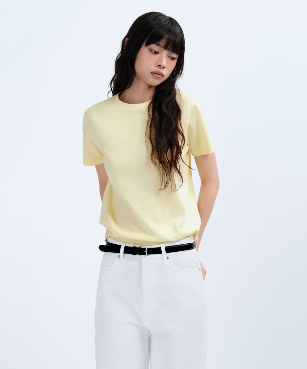 무신사 스탠다드 우먼(MUSINSA STANDARD WOMAN) 우먼즈 베이식 크루 넥 티셔츠 [레몬]