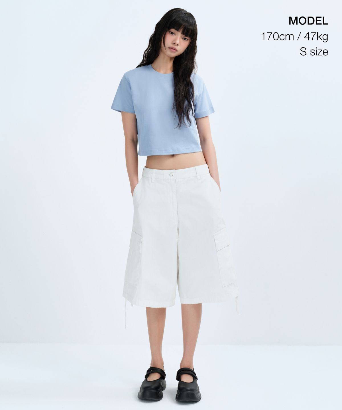 무신사 스탠다드 우먼(MUSINSA STANDARD WOMAN) 우먼즈 크루 넥 크롭 티셔츠 [스카이 블루]