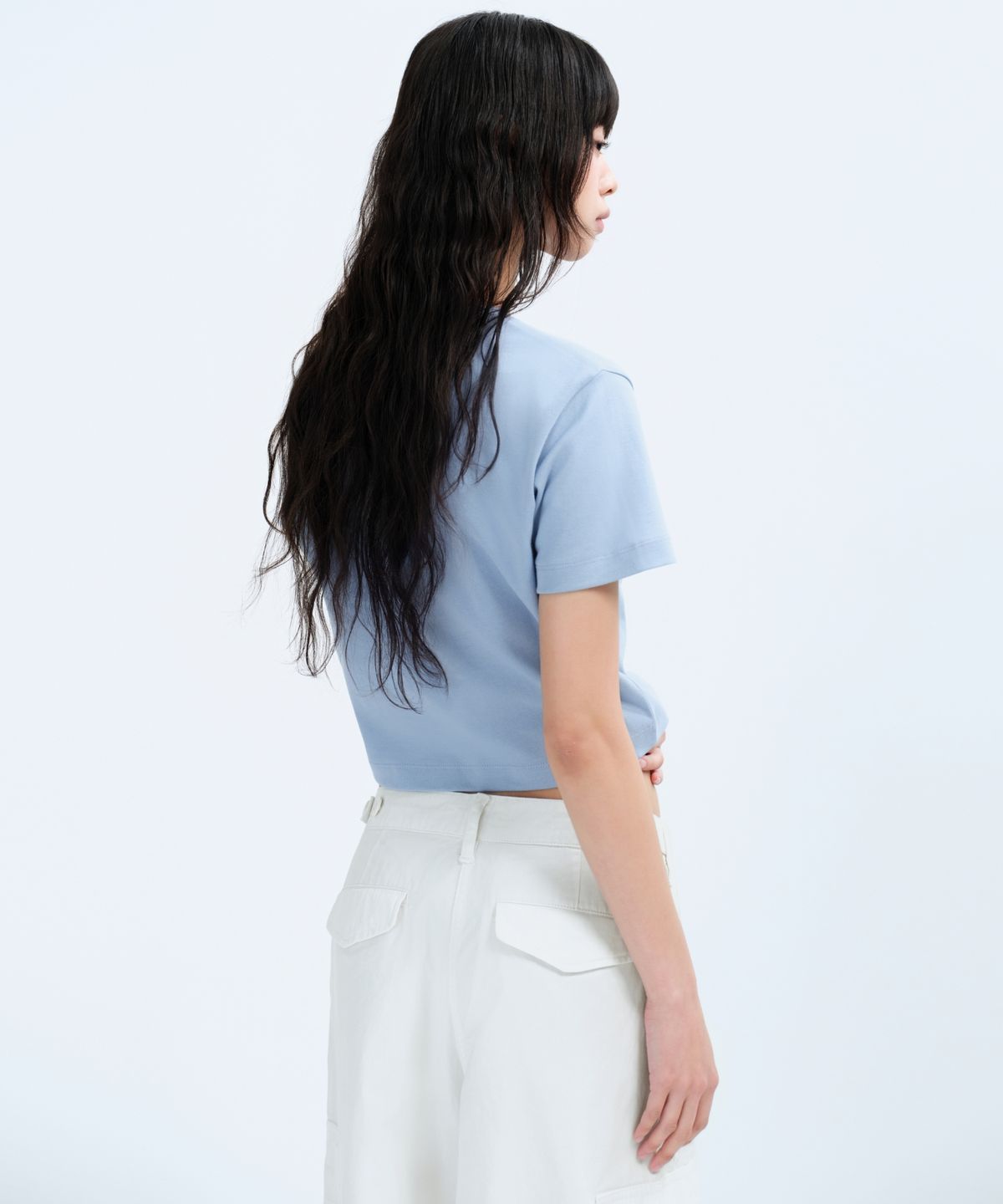 무신사 스탠다드 우먼(MUSINSA STANDARD WOMAN) 우먼즈 크루 넥 크롭 티셔츠 [스카이 블루]