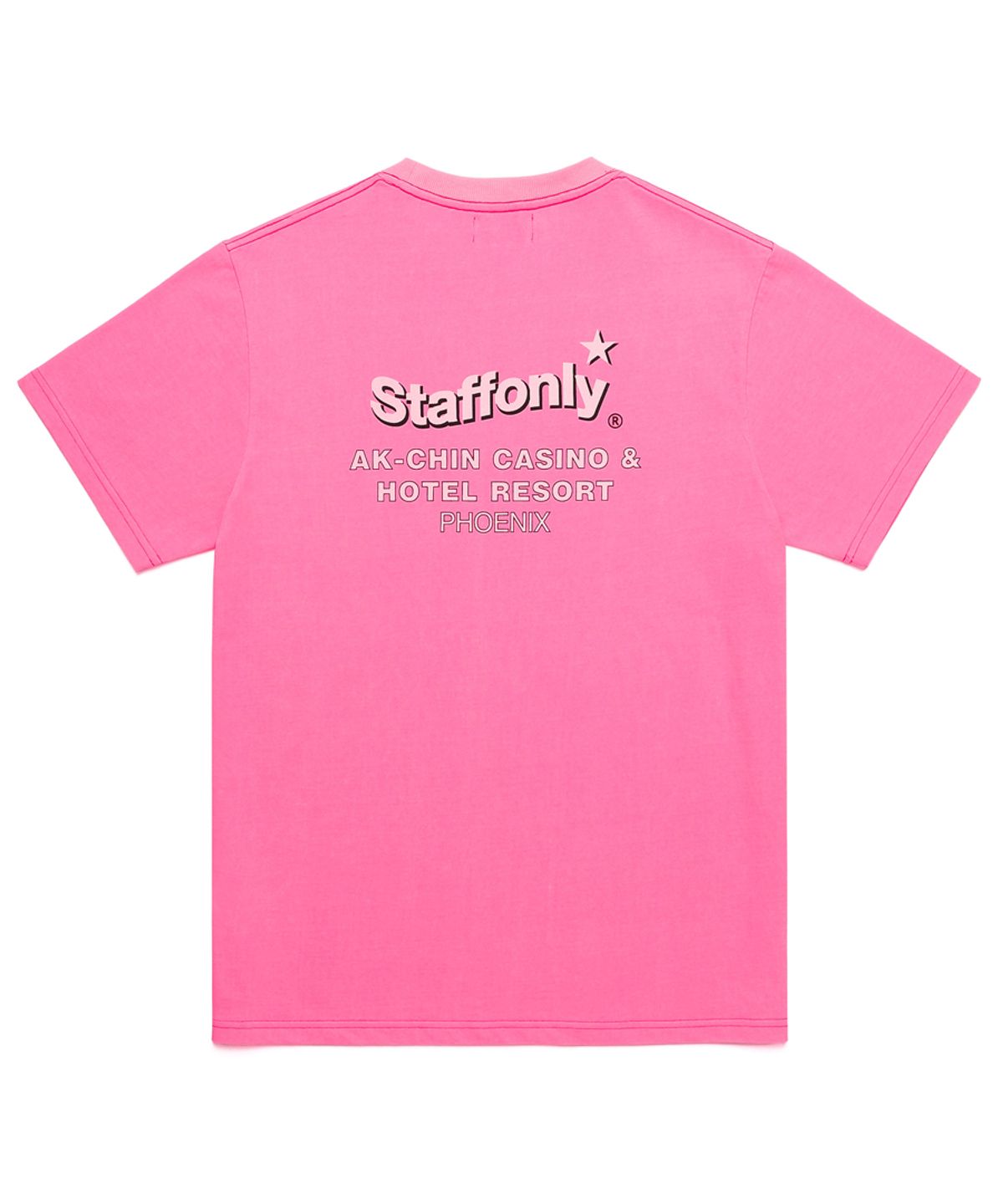 스텝온리(STAFFONLY) STAR LOGO  T-SHIRT (NEON PINK)