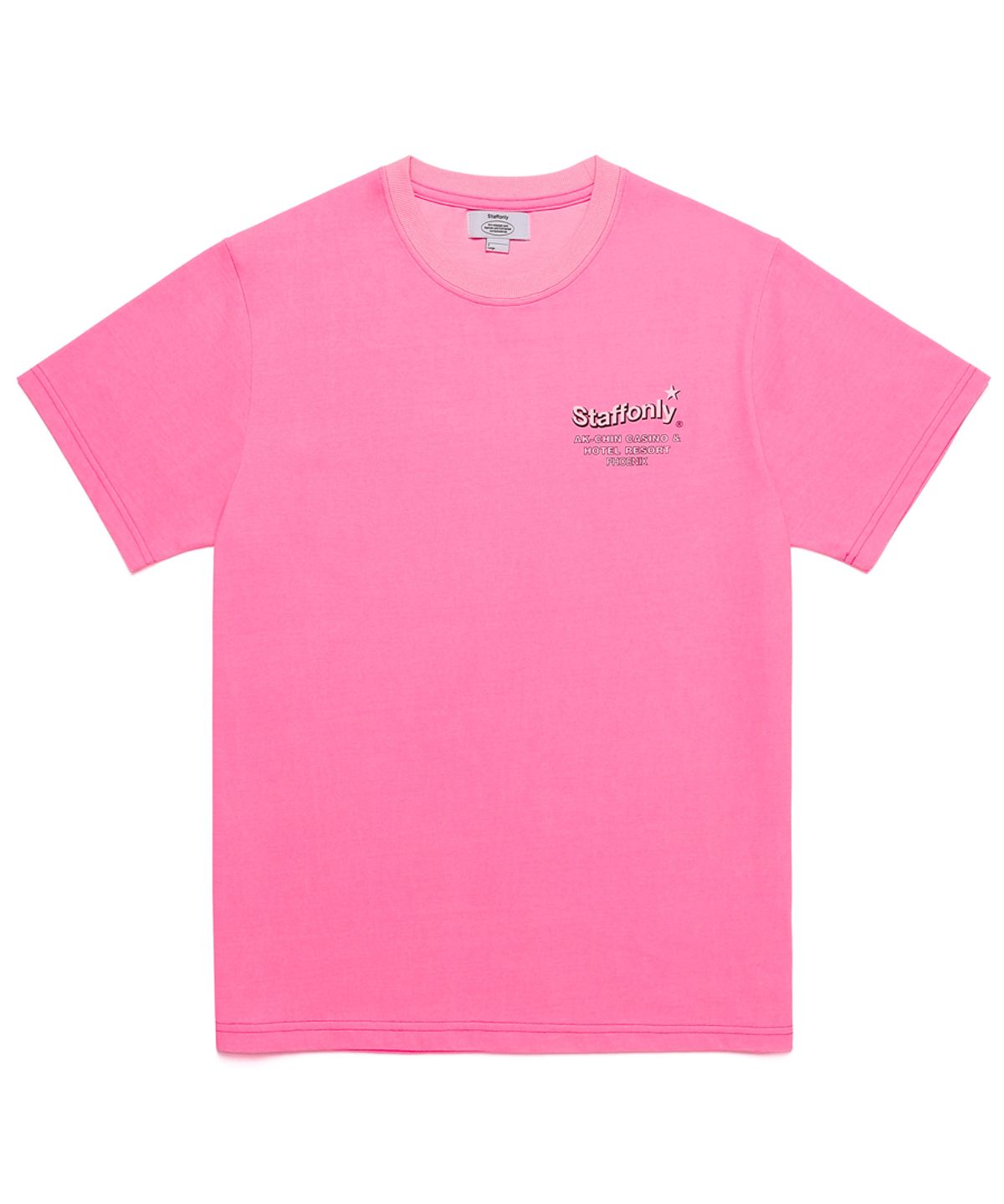 스텝온리(STAFFONLY) STAR LOGO  T-SHIRT (NEON PINK)