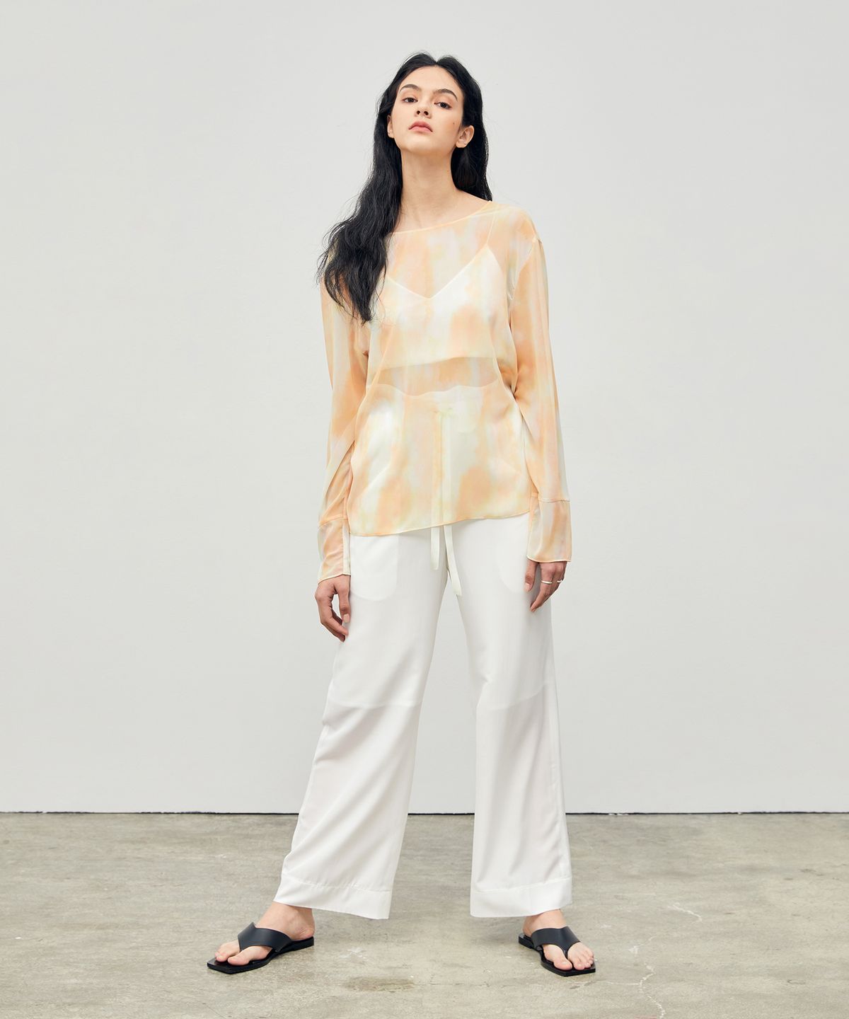 온느(ONNE) Watercolor See-through Blouse Yellow