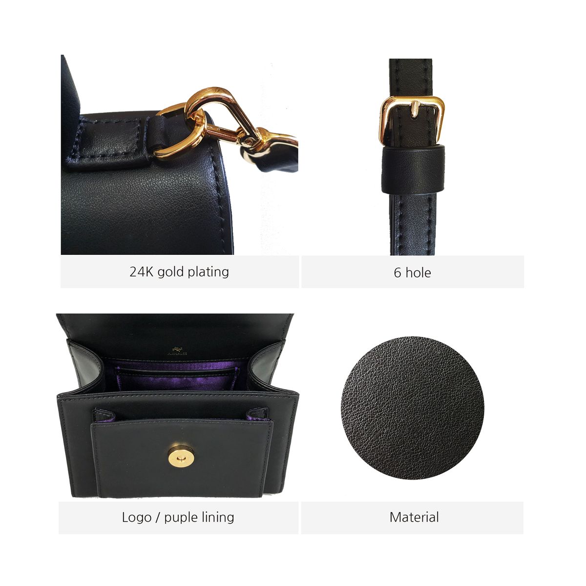 아지날리(AJINALEE) GOOD BAG BLACK 여성 스퀘어 미니 크로스 토트백