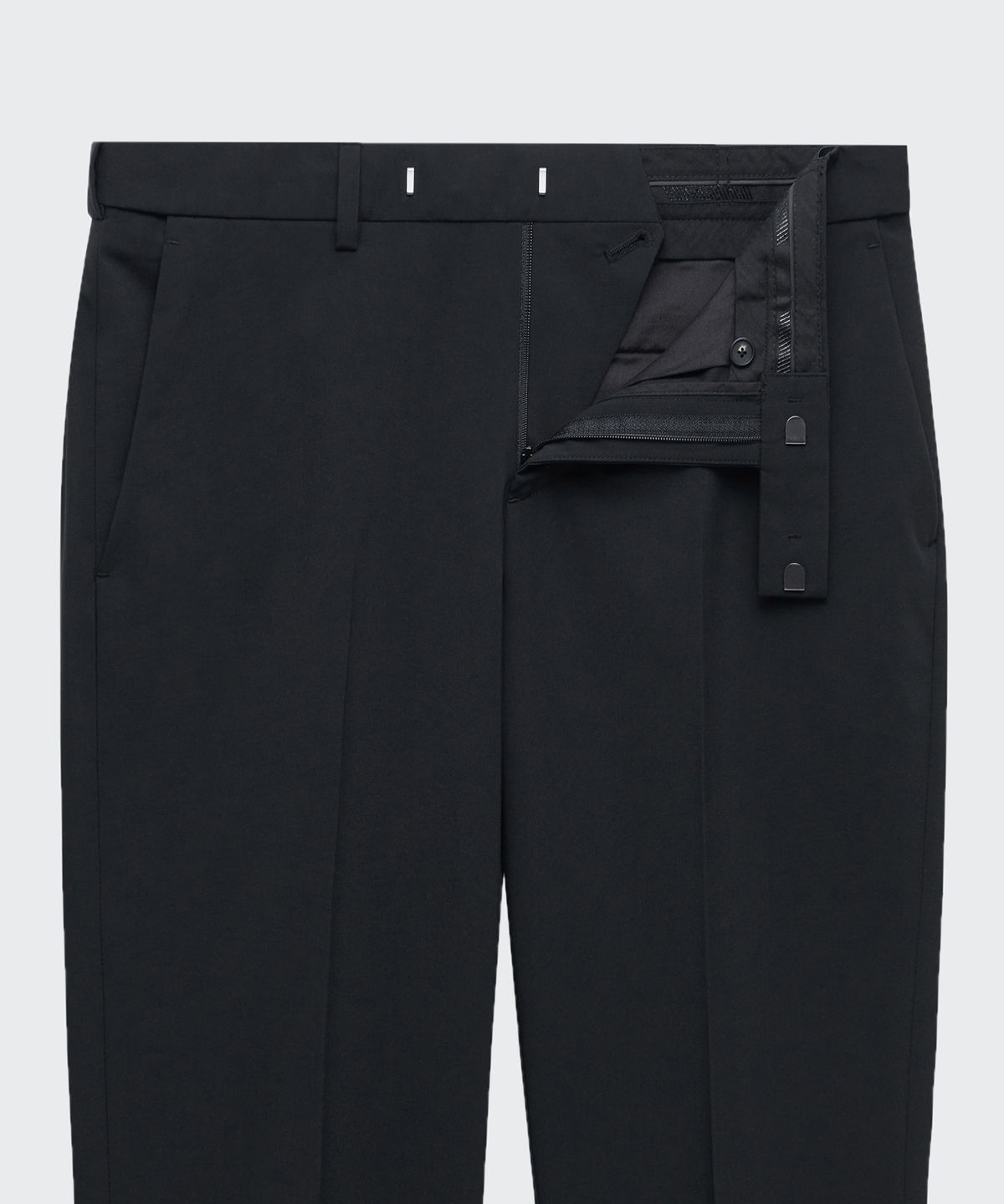 무신사 스탠다드(MUSINSA STANDARD) [쿨탠다드] 테이퍼드 히든 밴딩 크롭 슬랙스 [블랙]