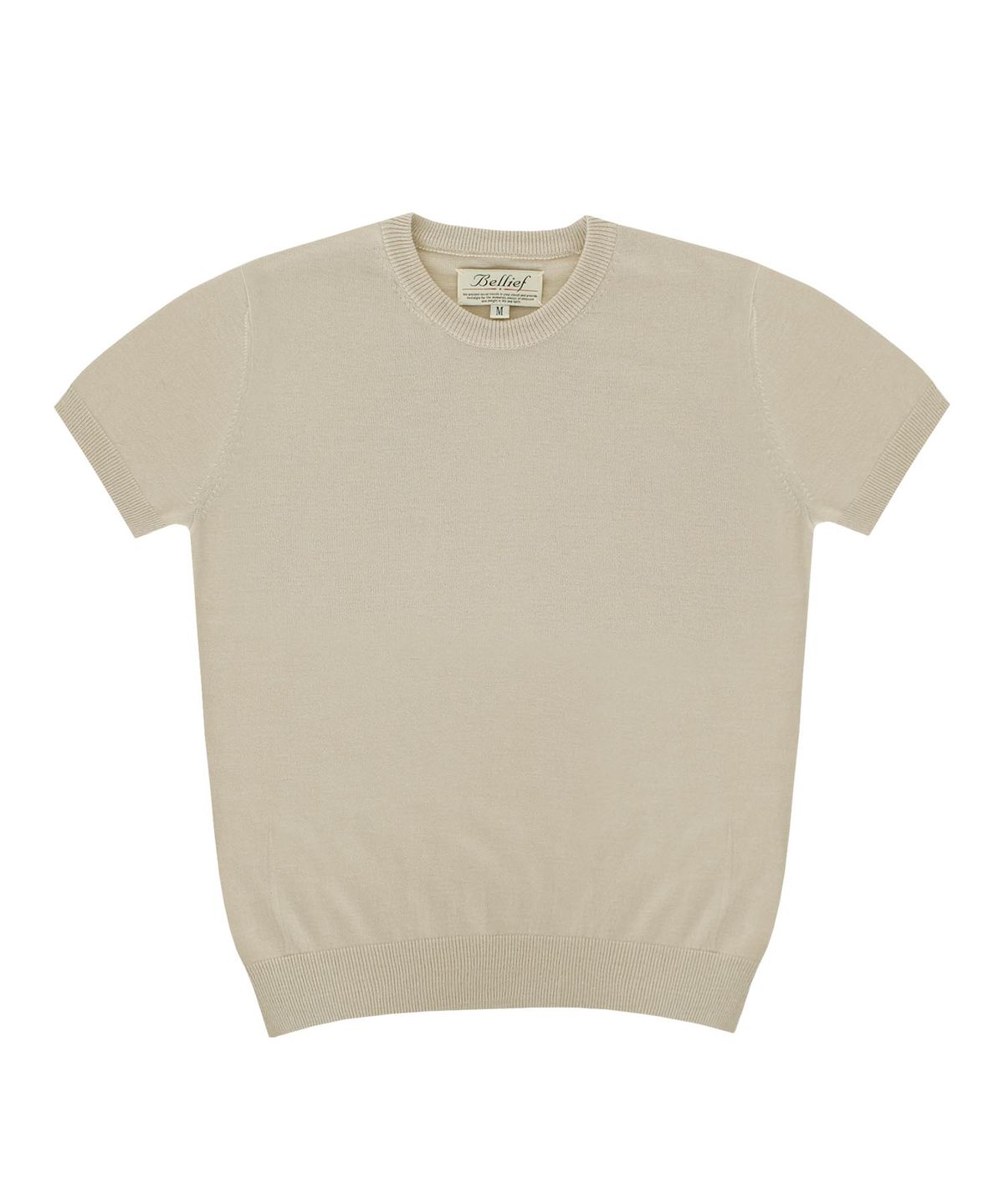 벨리프(BELLIEF) Soft round neck kint (Beige)