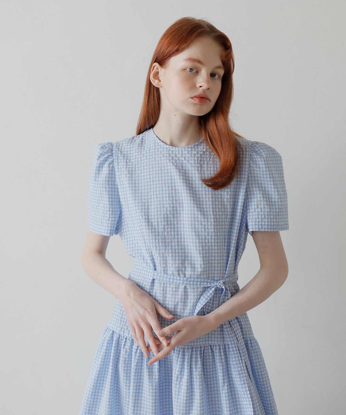 폴앤앨리스(PAUL&ALICE) CHECK LONG DRESS /BLUE