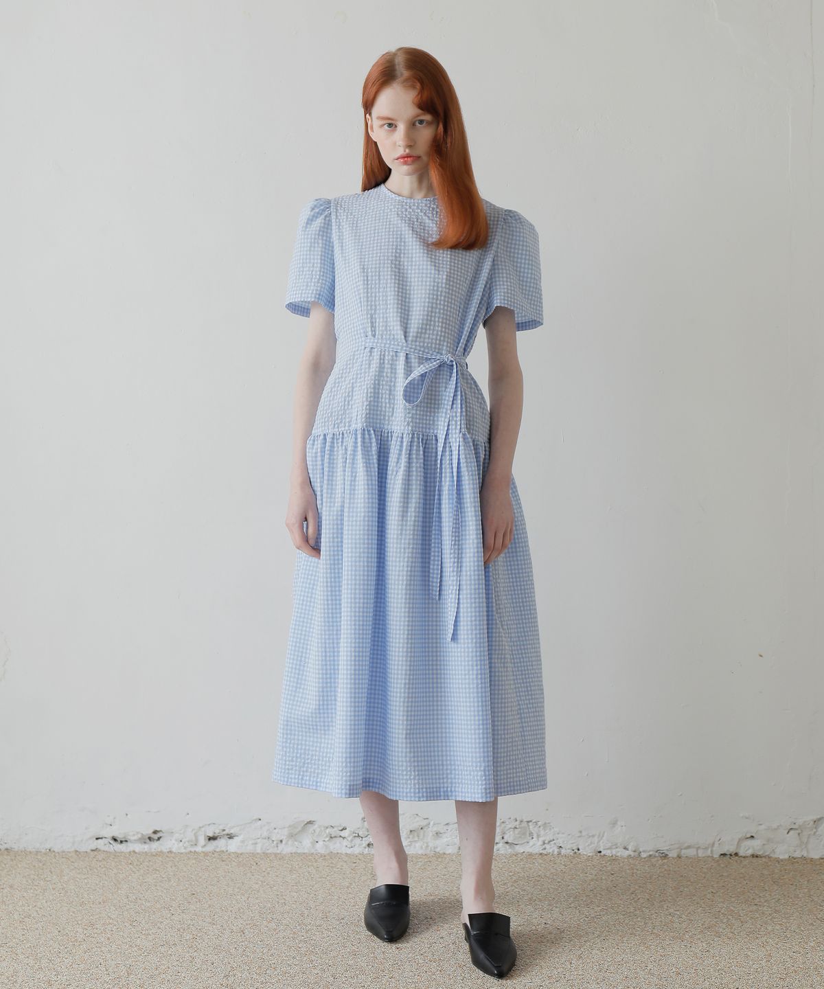 폴앤앨리스(PAUL&ALICE) CHECK LONG DRESS /BLUE