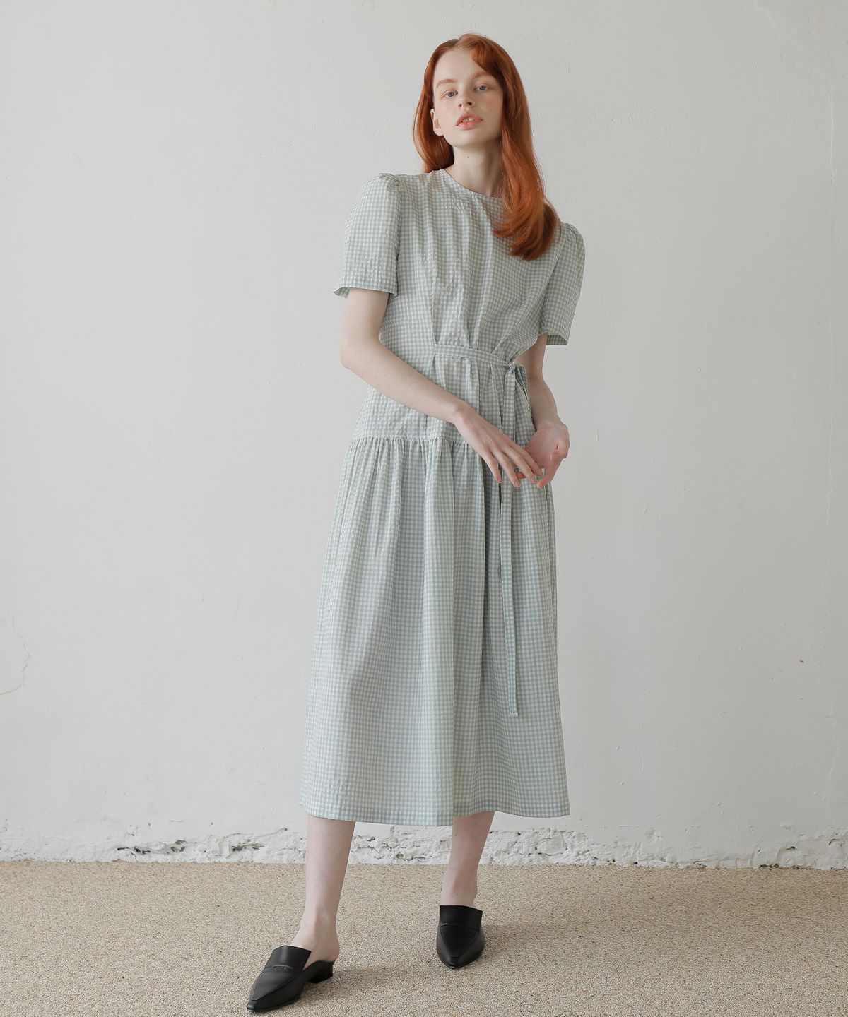 폴앤앨리스(PAUL&ALICE) CHECK LONG DRESS /GREEN