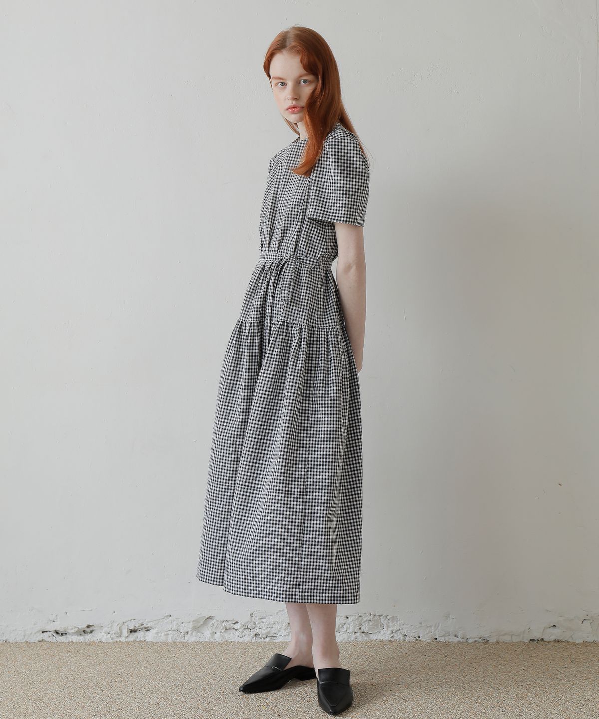폴앤앨리스(PAUL&ALICE) CHECK LONG DRESS /BLACK