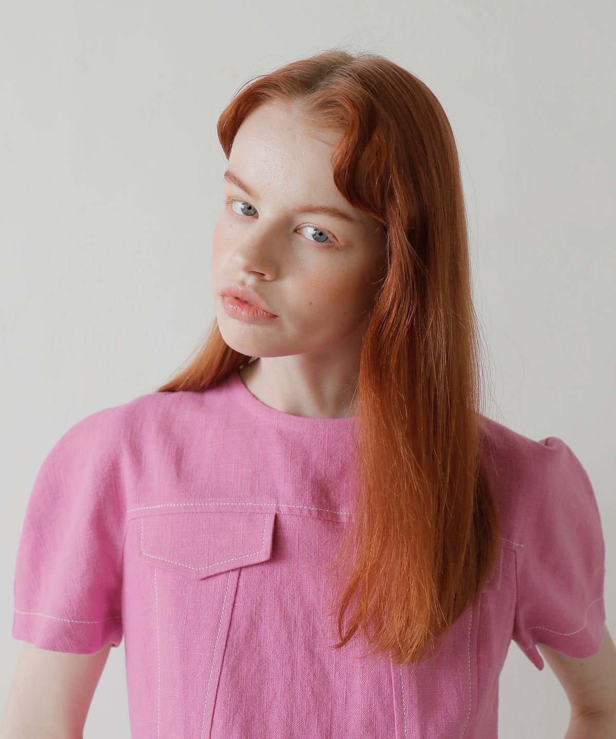 폴앤앨리스(PAUL&ALICE) LINEN MINI DRESS / PINK
