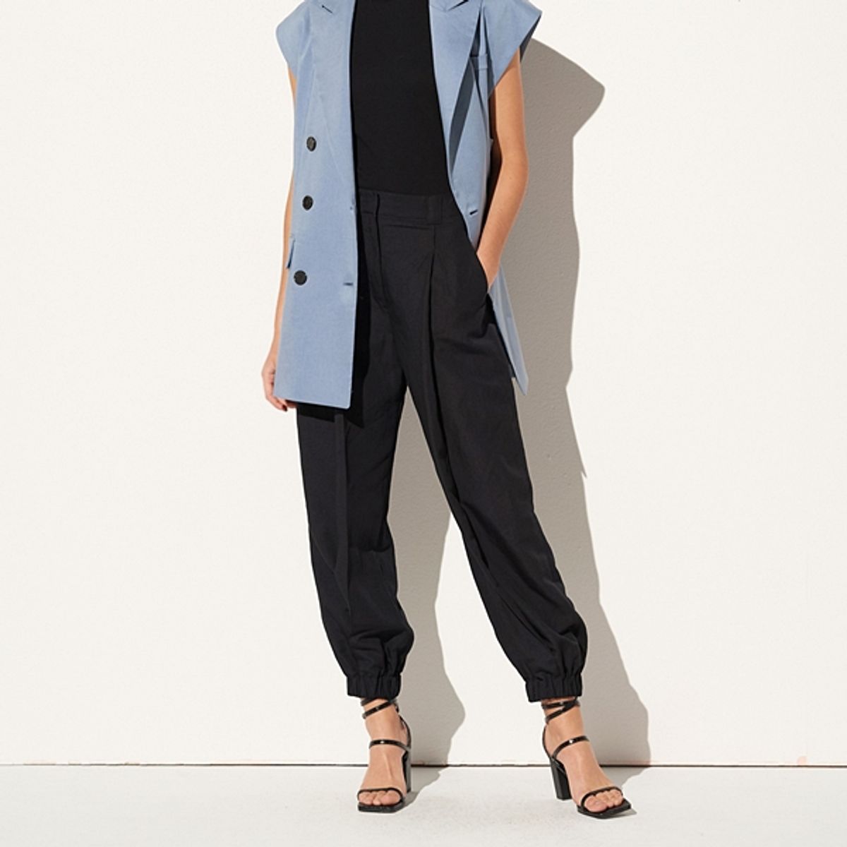 핀블랙(PINBLACK) LINEN JOGGER PANTS BLACK