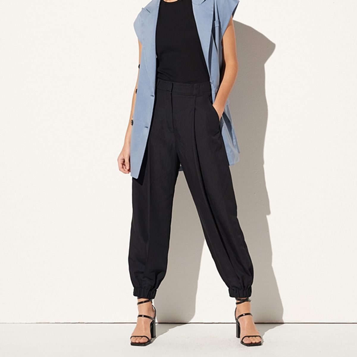 핀블랙(PINBLACK) LINEN JOGGER PANTS BLACK