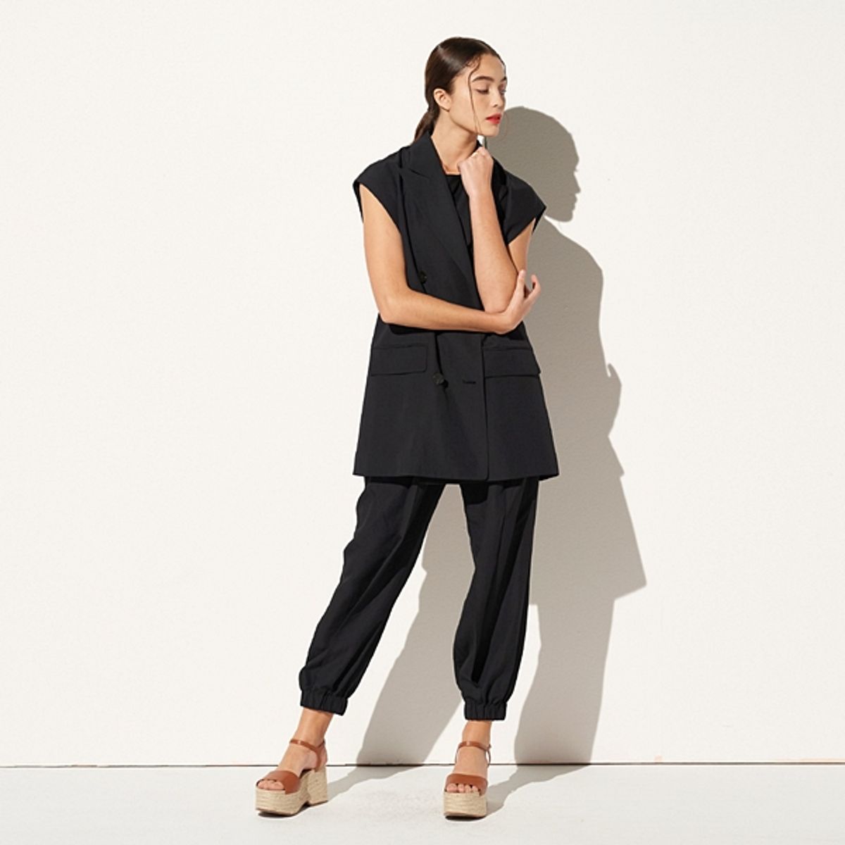 핀블랙(PINBLACK) LINEN JOGGER PANTS BLACK