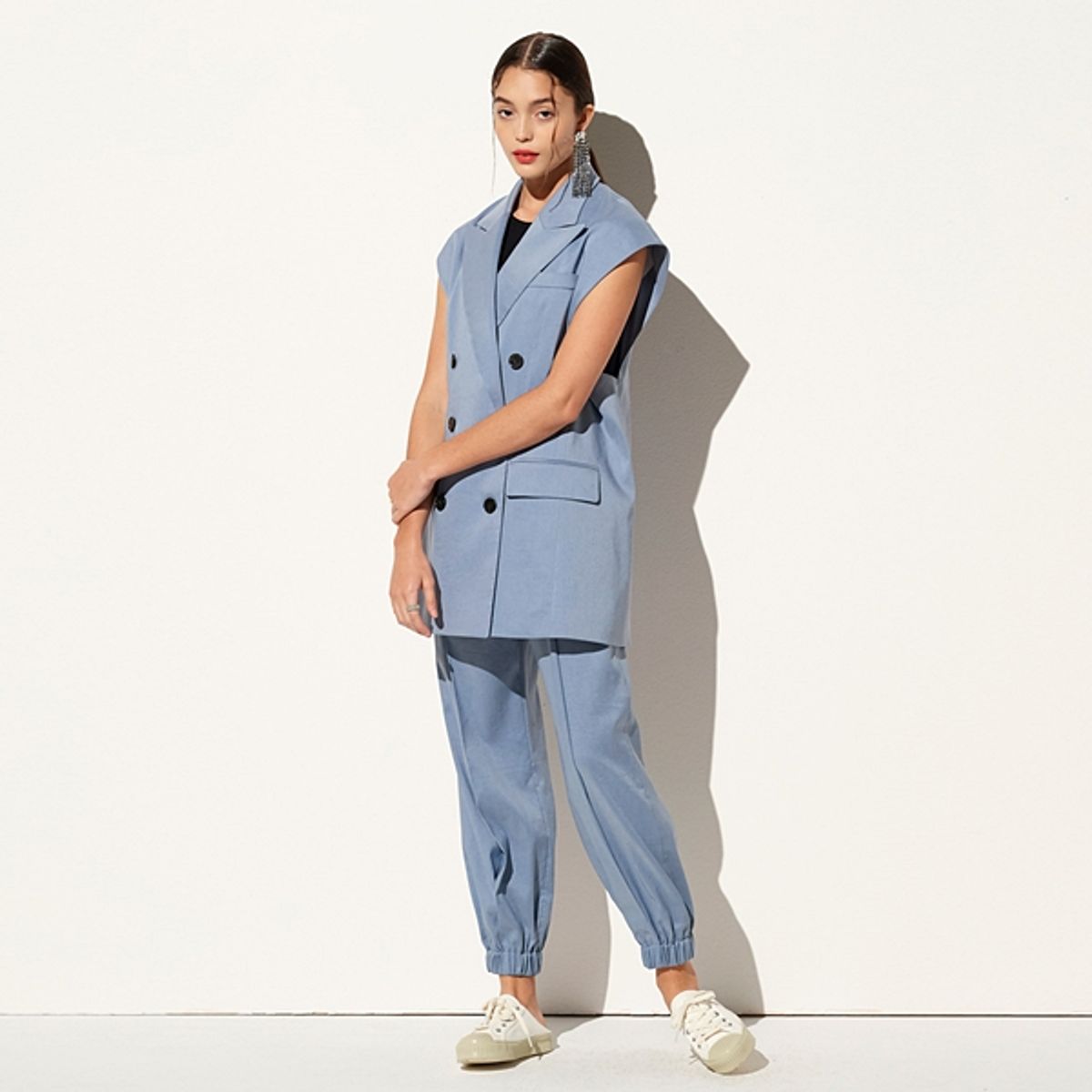 핀블랙(PINBLACK) LINEN JOGGER PANTS BLUE