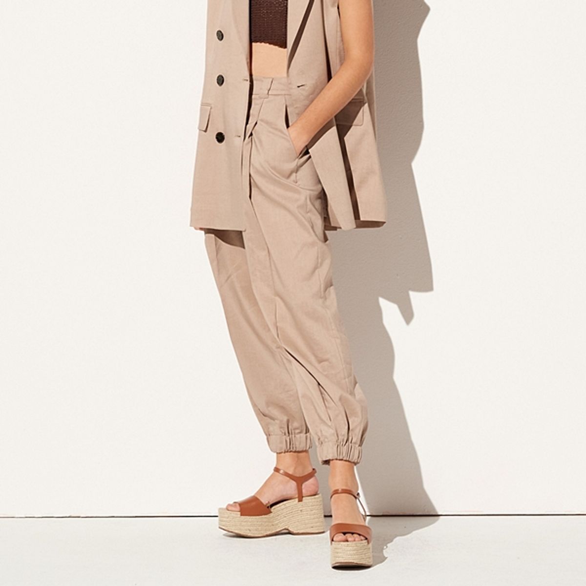 핀블랙(PINBLACK) LINEN JOGGER PANTS BEIGE