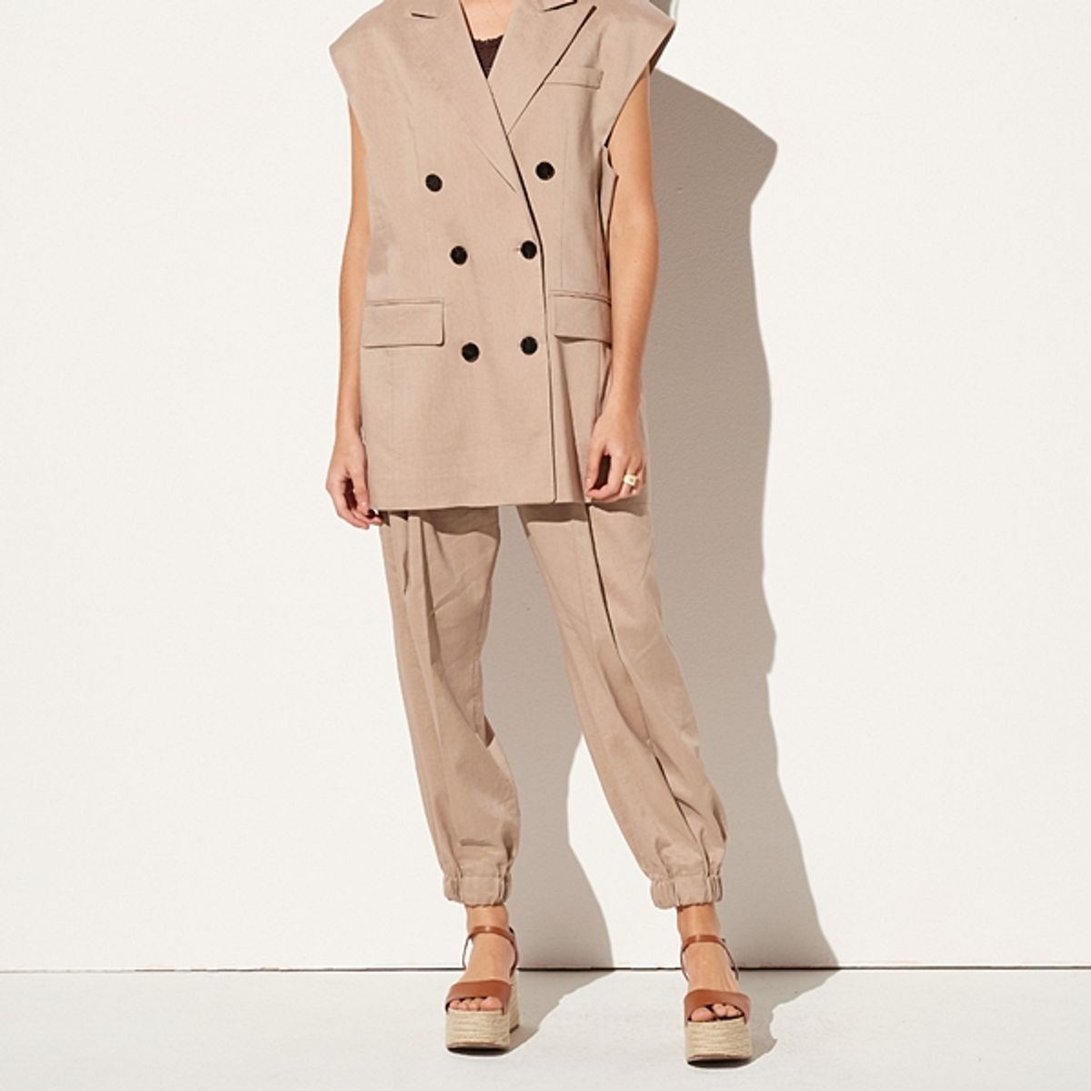 핀블랙(PINBLACK) LINEN JOGGER PANTS BEIGE