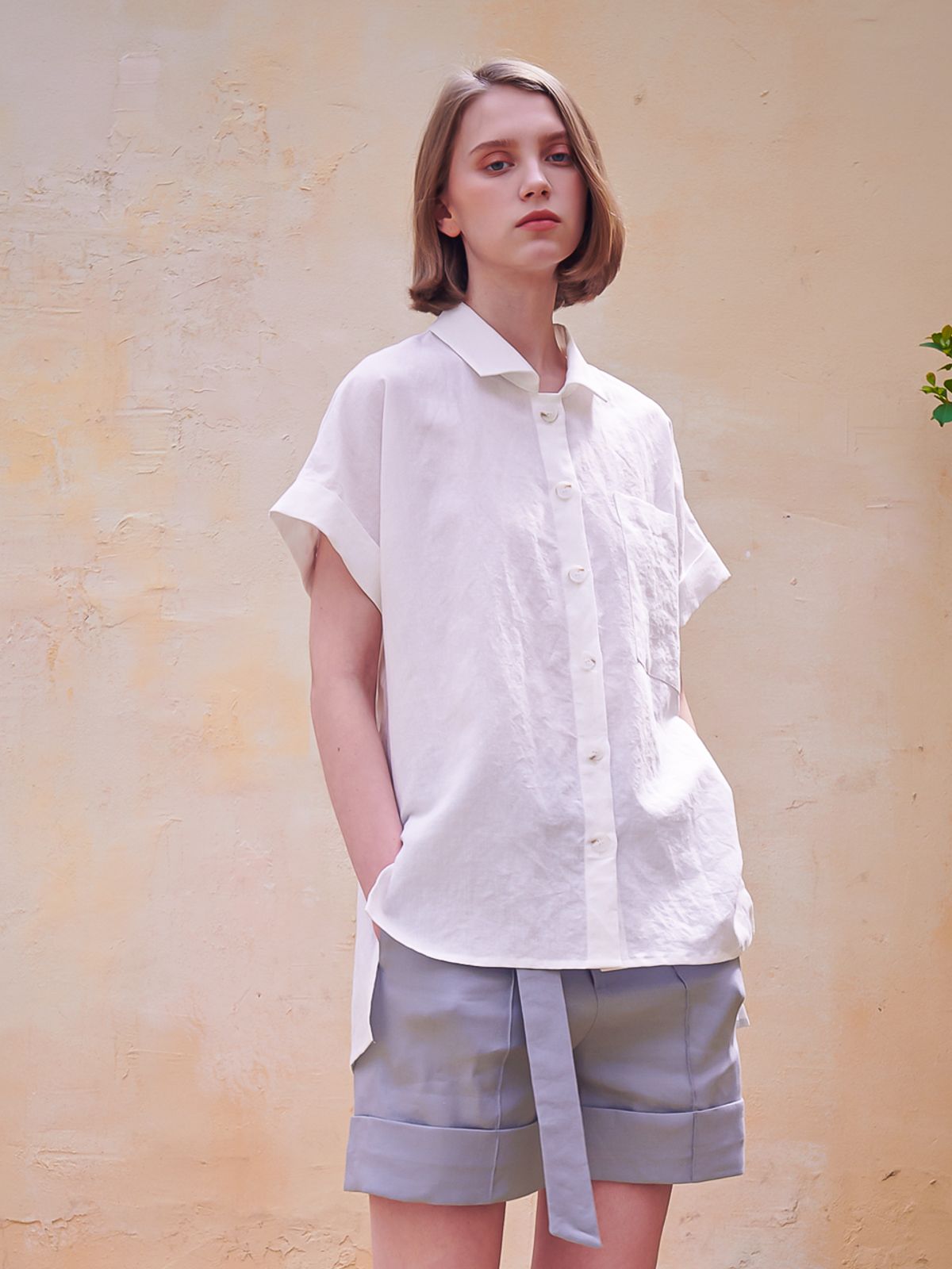 아쿠드(ACUD) Rita Linen Short Pants_Blue