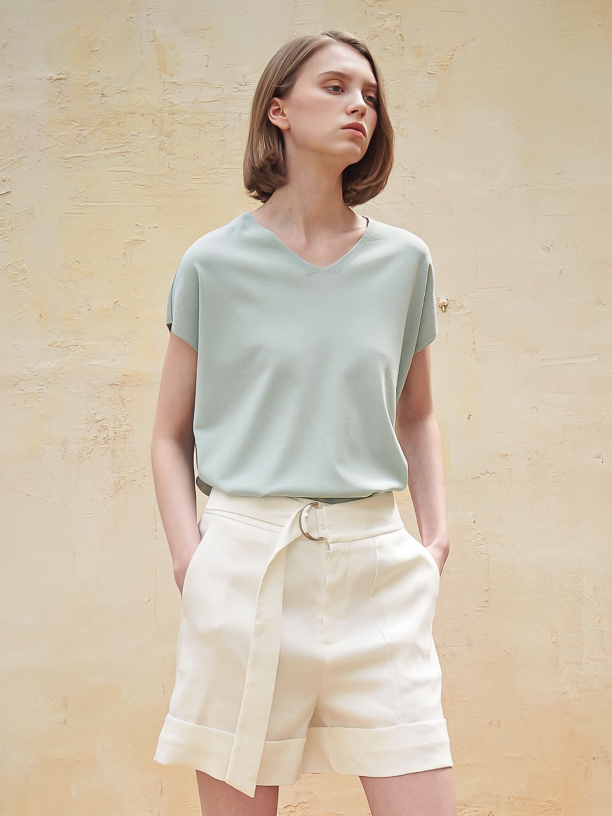 아쿠드(ACUD) Rita Linen Short Pants_White