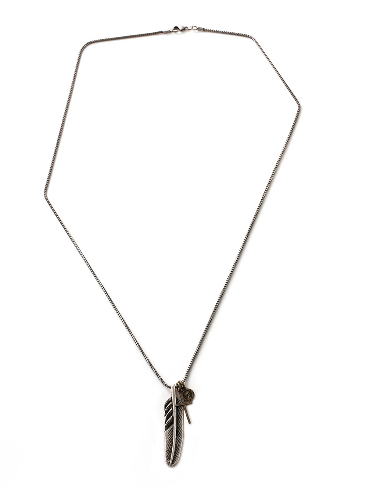 쇼브오프(SHOVEOFF) SVN-311 Feather Cross Coin Necklace